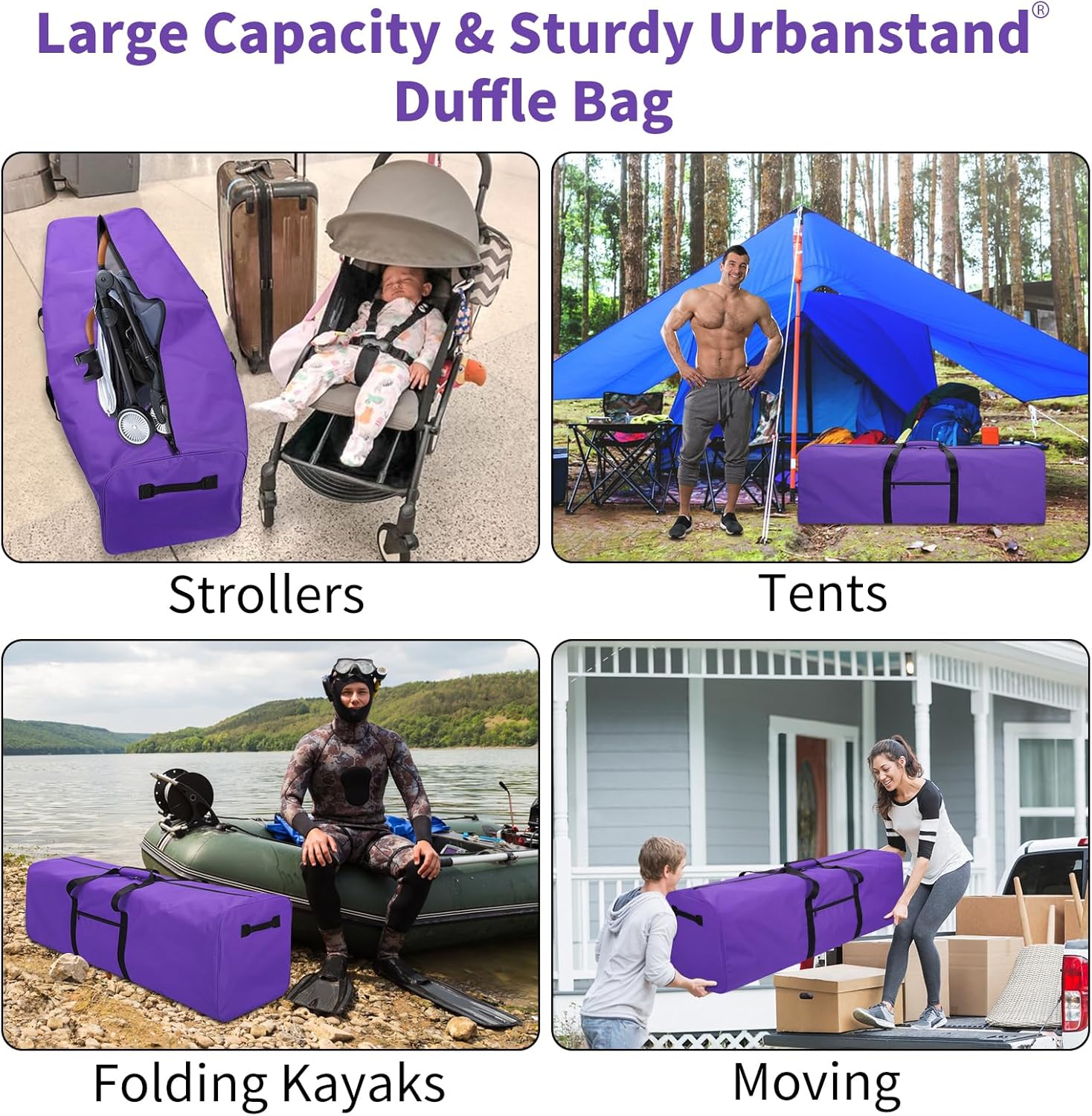 Urbanstand 52 Inch Large Duffle Bag for Travel Camping Sport Equipment Storage Bag with 2-way