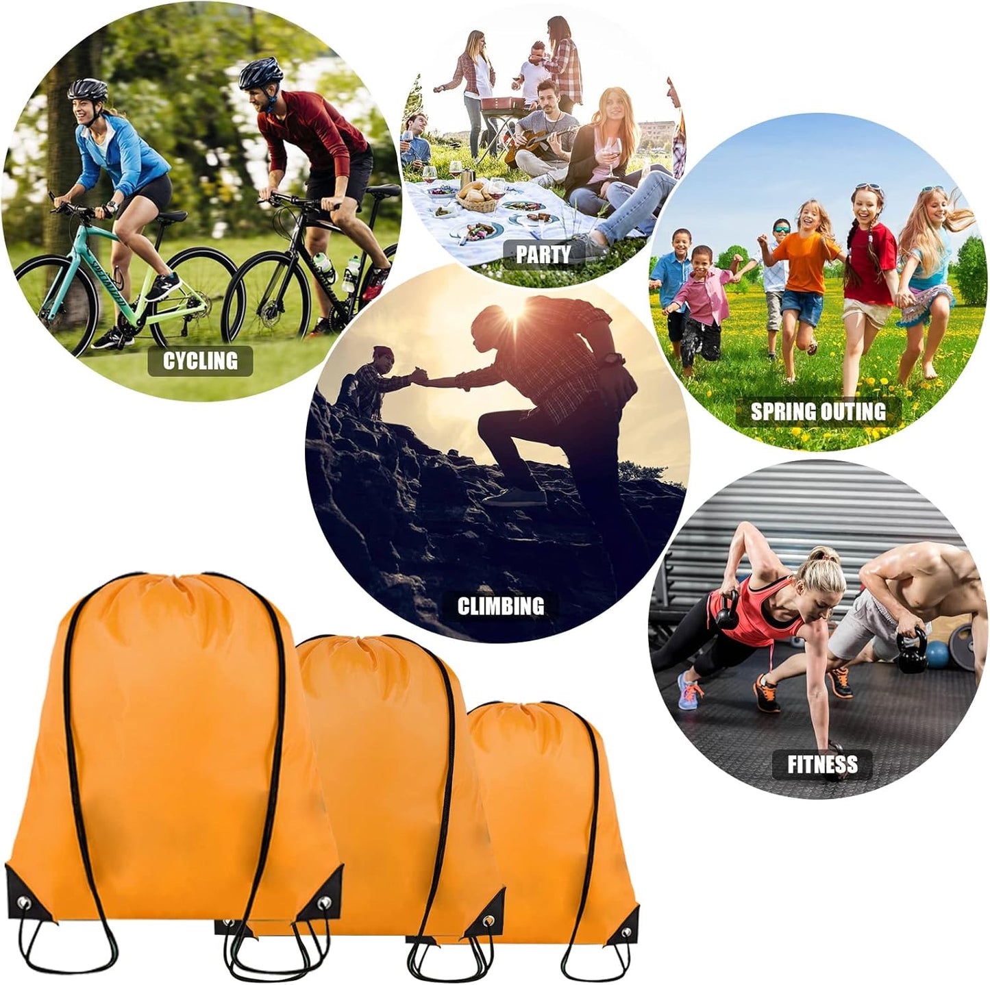 20 Pieces Drawstring Backpack Bulk Cinch Sackpack Ployster Drawstring Bags for Gym Party Trip(Orange)