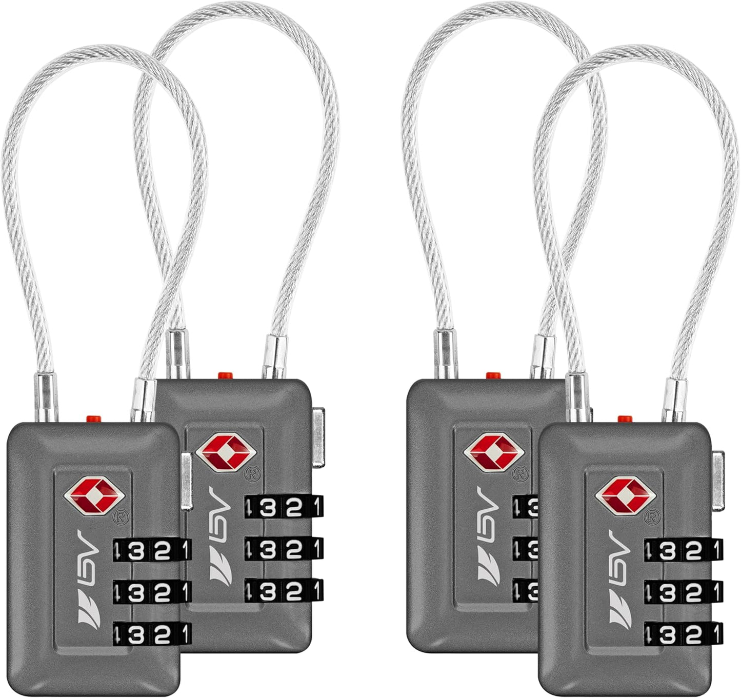 TSA Accepted Luggage Travel Lock, Set-Your-Own Combination Lock for School Gym Locker, Luggage Suitcase Baggage Locks, Filing Cabinets, Toolbox, Case (Slate Gray, 4 Pack)