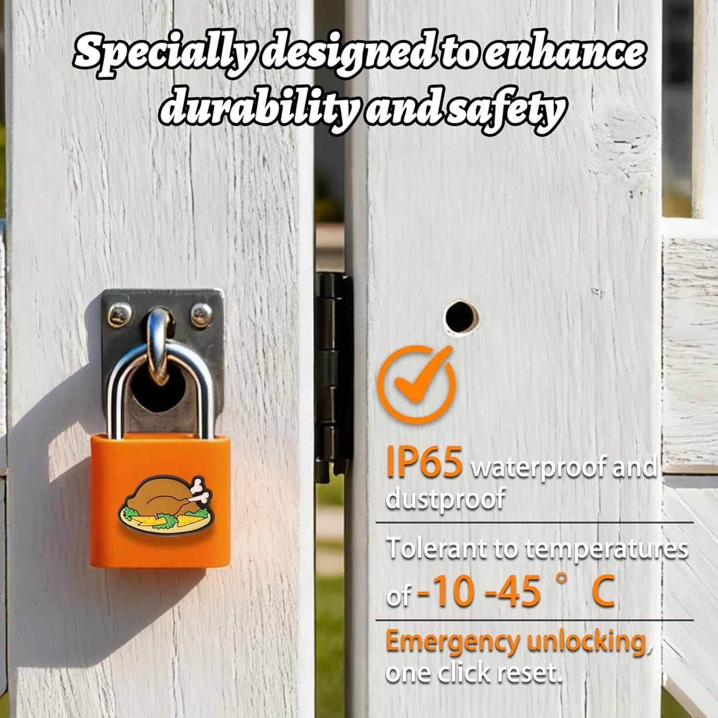 UMIKSMART Padlock, Keyless Fingerprint Padlock with USB Charging, Gym Lockers, School Lockers, Luggage, Storage Boxes, Cabinets, Backpack, Thanksgiving Gifts (Maple Leaf Orange)