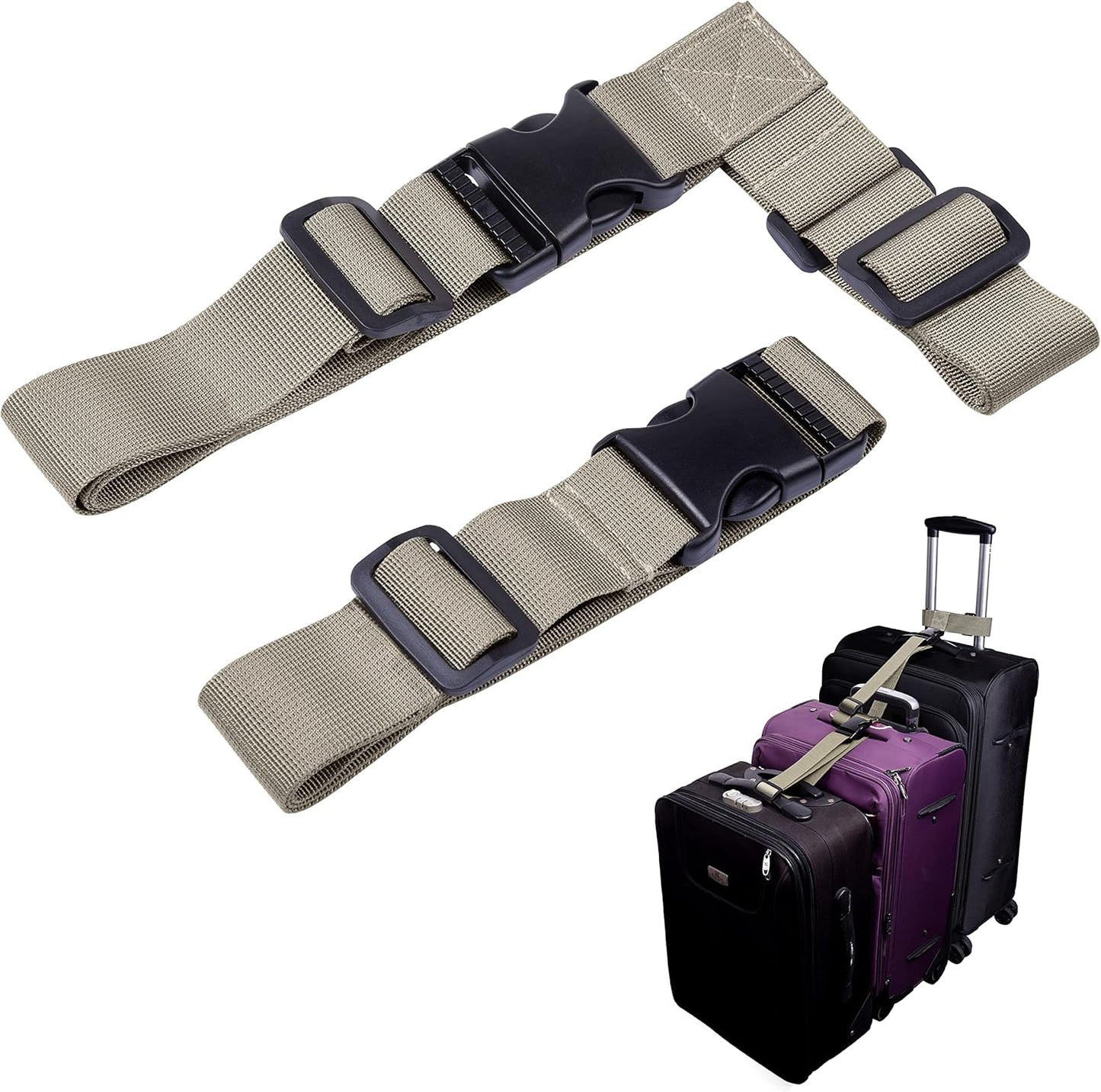Wisdompro 2 Pcs Add a Bag Luggage Strap, Heavy Duty Adjustable Suitcase Belt Travel Attachment