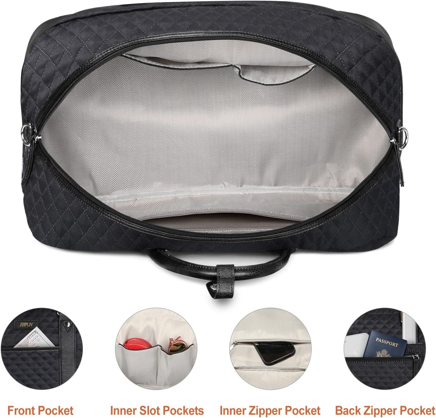 Weekender Bag for Women, Large Overnight Bag Canvas Travel Duffel Bag Carry On Tote with Shoe Compartment 21" 3Pcs Set
