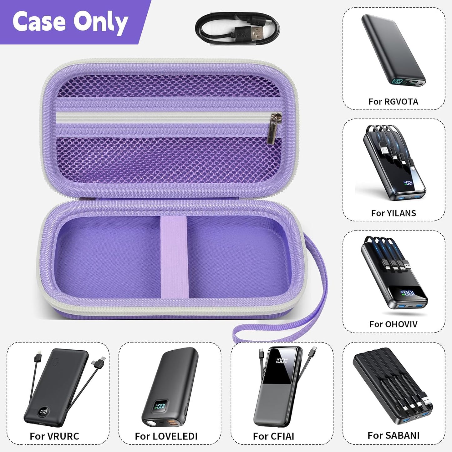 ANKHOH Portable Bank Charger Case for OHOVIV for SABANI for Charmast for VRURC for YILANS for CFIAI for LOVELEDI for RGVOTA for Miday for RONEGN for POIYTL for IAPOS Fast Charging Battery(Purple