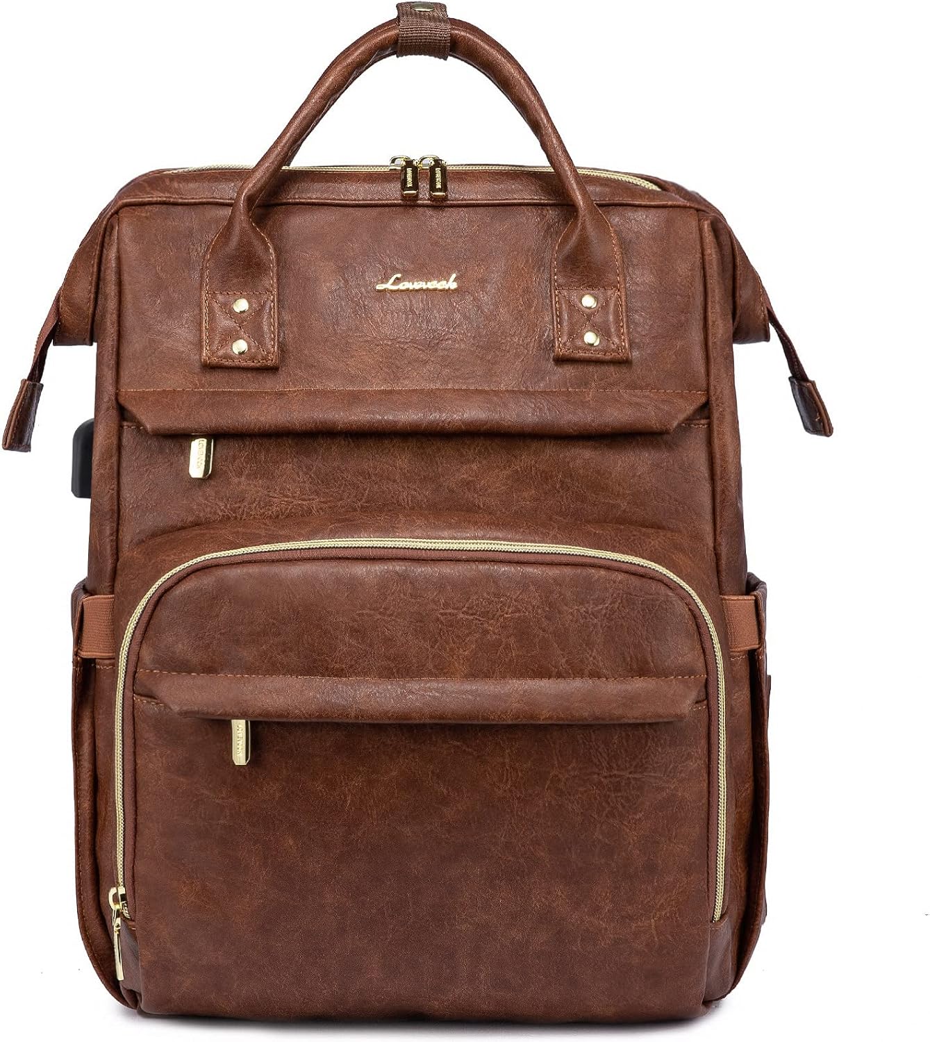 LOVEVOOK Leather Laptop Backpack for Women 17 inch, Travel Backpack Purse, Professional College