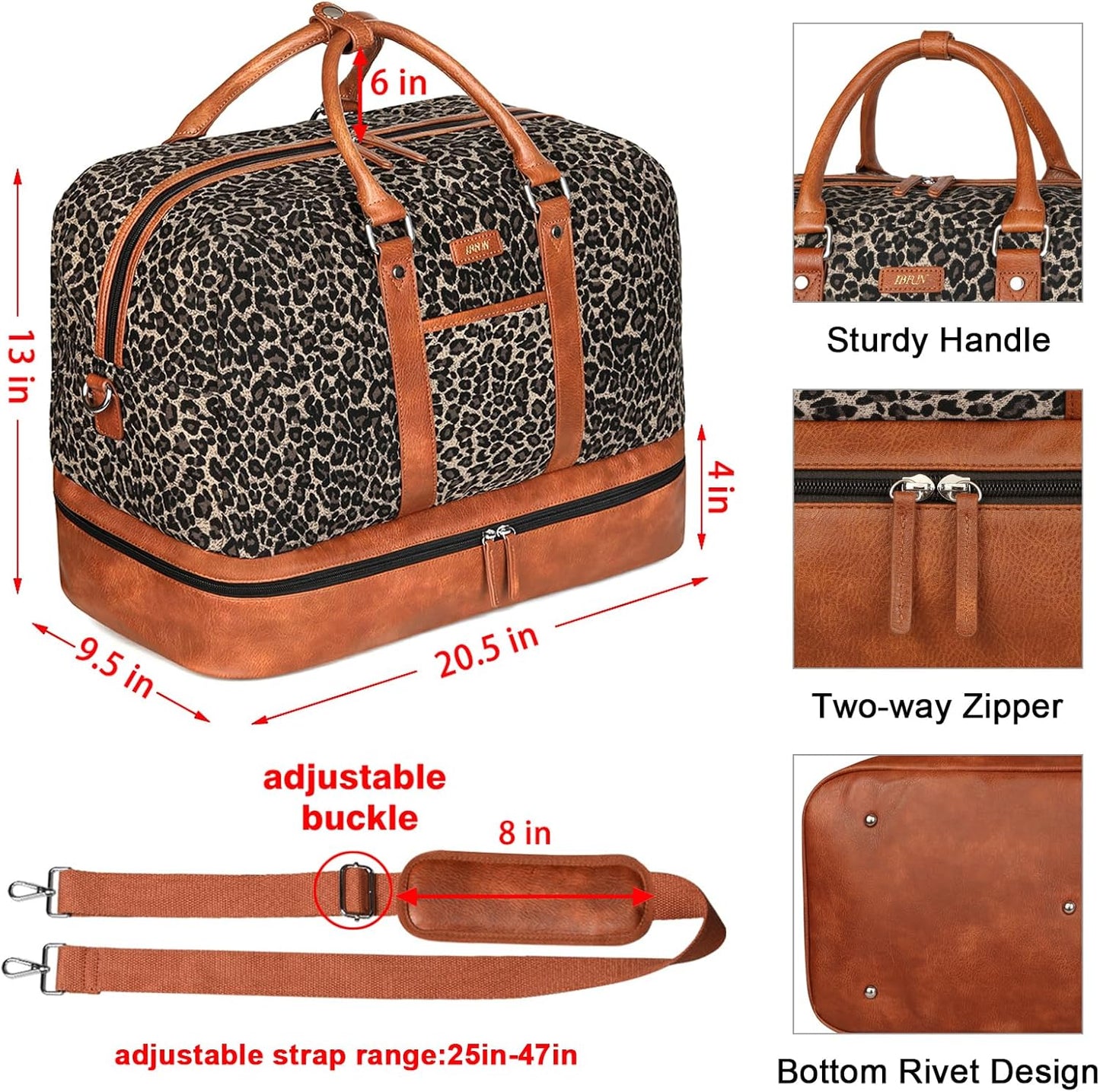 Weekender Bag for Women, Large Overnight Bag Canvas Travel Duffel Bag Carry On Tote with Shoe Compartment 21" 3Pcs Set