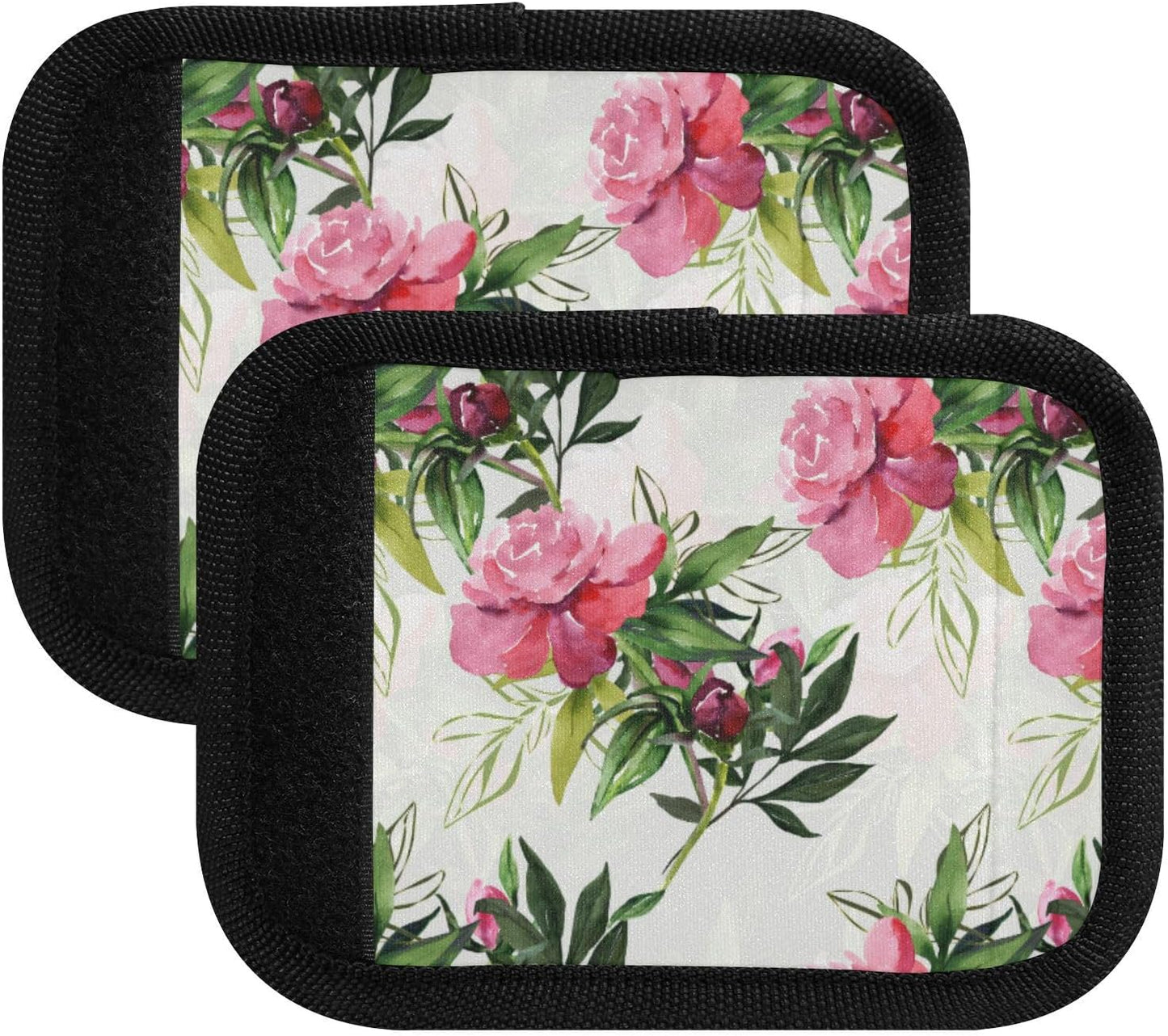 2Pcs Luggage Handle Wrap Suitcase Identifier Handle Covers Tags Soft Travel Bags Luggage Handle Gripper Accessories for Airplane Flying Rose Watercolor