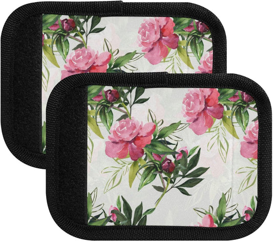 2Pcs Luggage Handle Wrap Suitcase Identifier Handle Covers Tags Soft Travel Bags Luggage Handle Gripper Accessories for Airplane Flying Rose Watercolor
