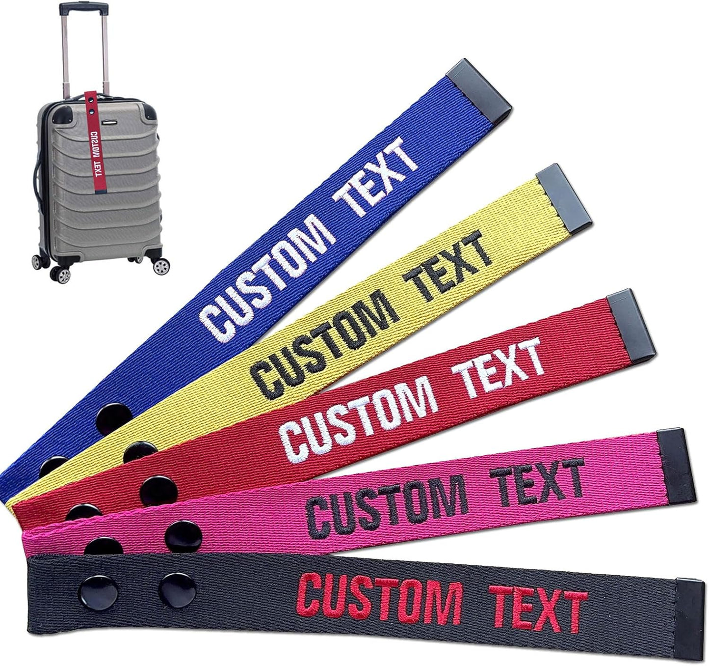 Personalized Luggage Tags, Customized Name ID Suitcase Tag Labels for Travel Suitcase, Personalized Embroidery Baggage Tags to Quickly Spot Suitcases,Travel Bag,Hiking Bag (Polycotton)