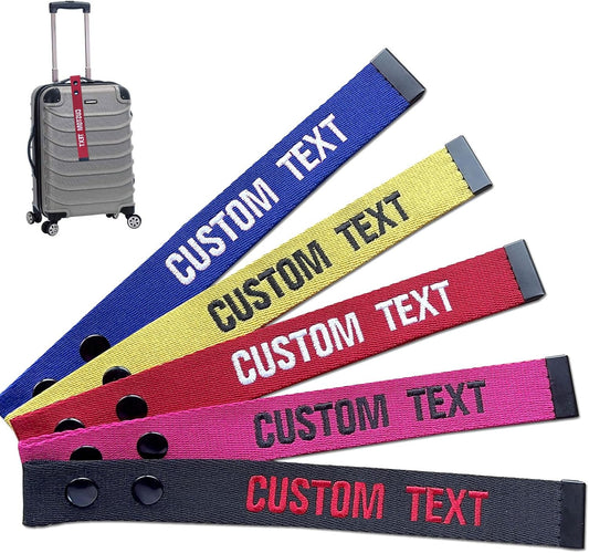 Personalized Luggage Tags, Customized Name ID Suitcase Tag Labels for Travel Suitcase, Personalized Embroidery Baggage Tags to Quickly Spot Suitcases,Travel Bag,Hiking Bag (Polycotton)
