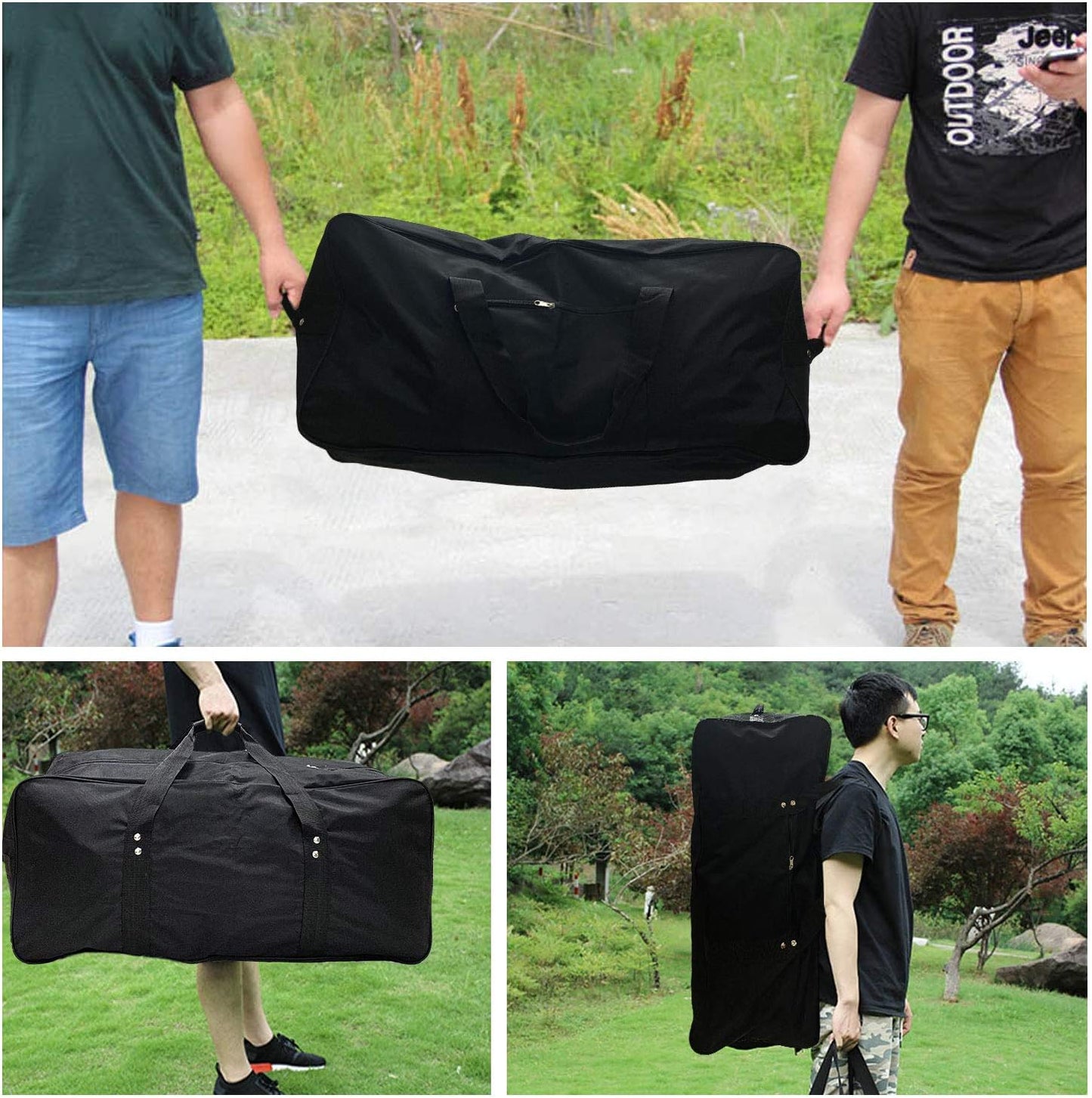Extra Large Duffel Bag Lightweight Water Resistant Heavy Duty Duffle Bag Foldable Travel Duffle Bag (32"x14"x14" Black)