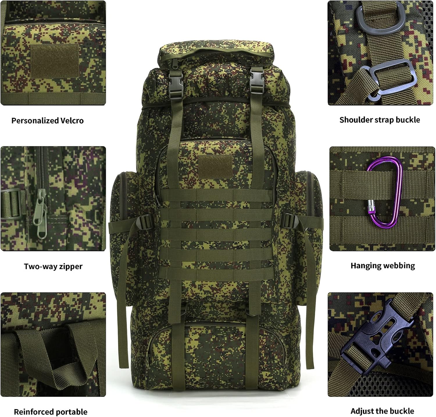 Hiking Backpack for Men 70L/100L Camping Backpack Military Rucksack Molle 3 Days Assault Pack for