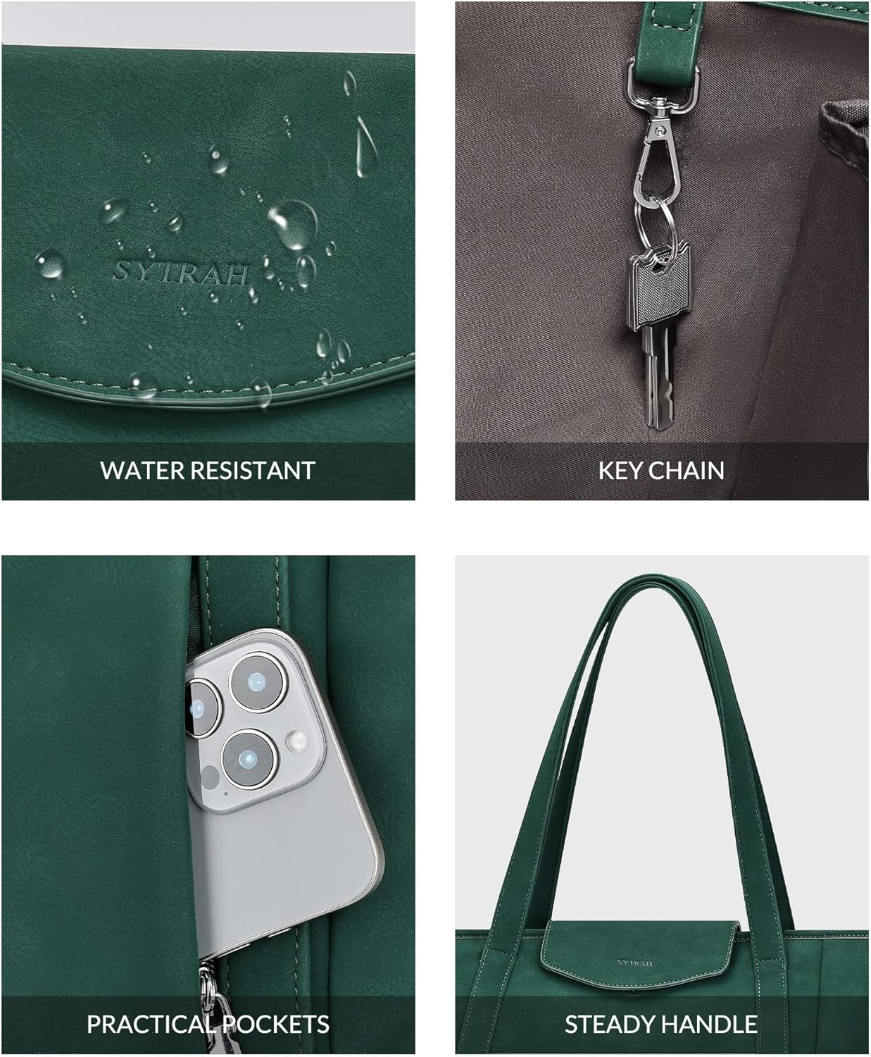 Laptop Bag for Women Designer Leather Laptop Backpack Purse, 16 inch Computer Tote Bags for Work Travel with Satchel Purse Green