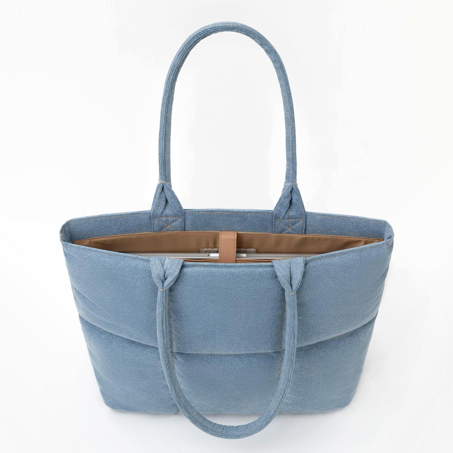 Comfyable Work Tote Bag for Women, Puffer Purse with Laptop Compartment, Large Shoulder Bag for Travel, 15 16 Inch