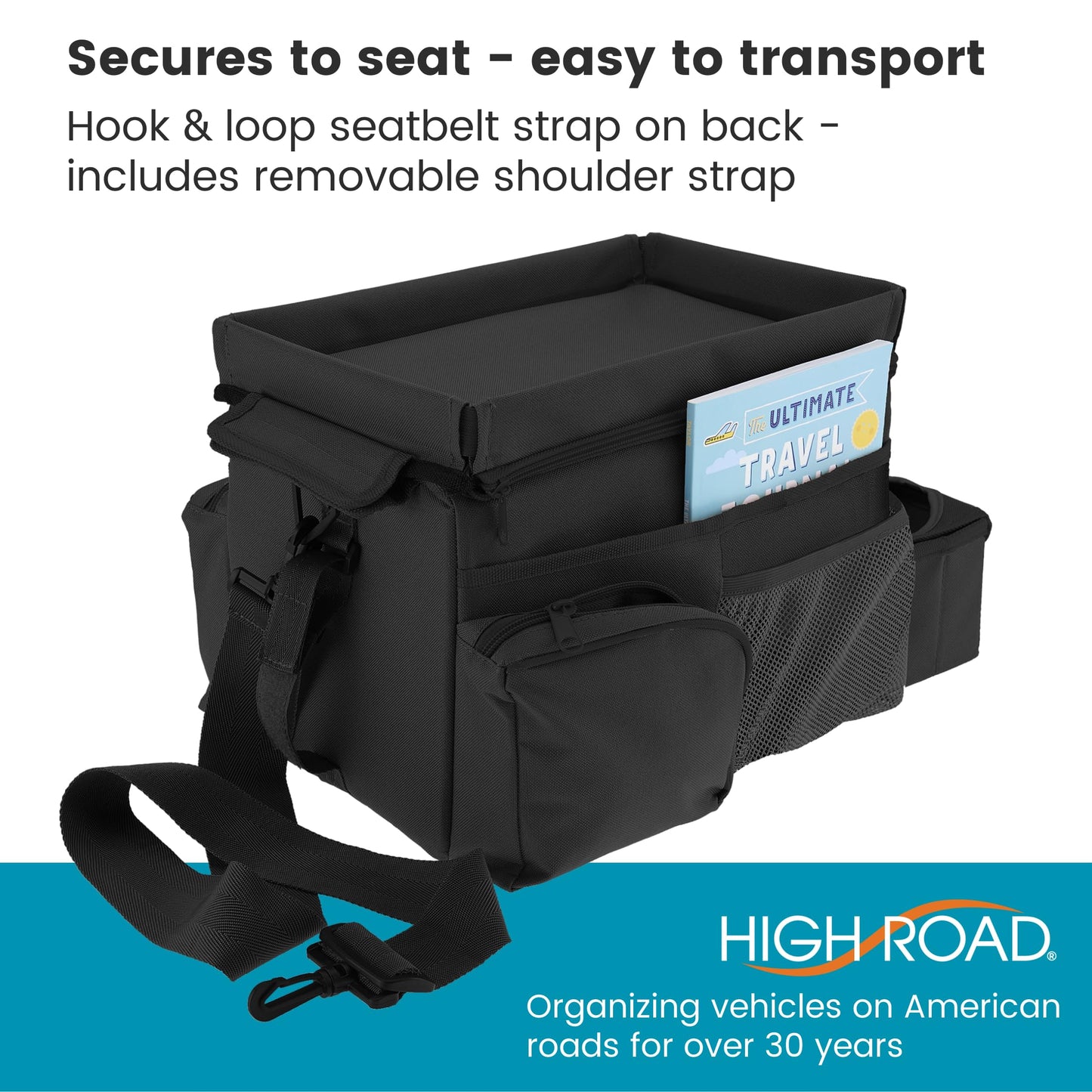 CarHop Car Organizer, Car Snack Organizer with Cup Holder, Tray and Cooler