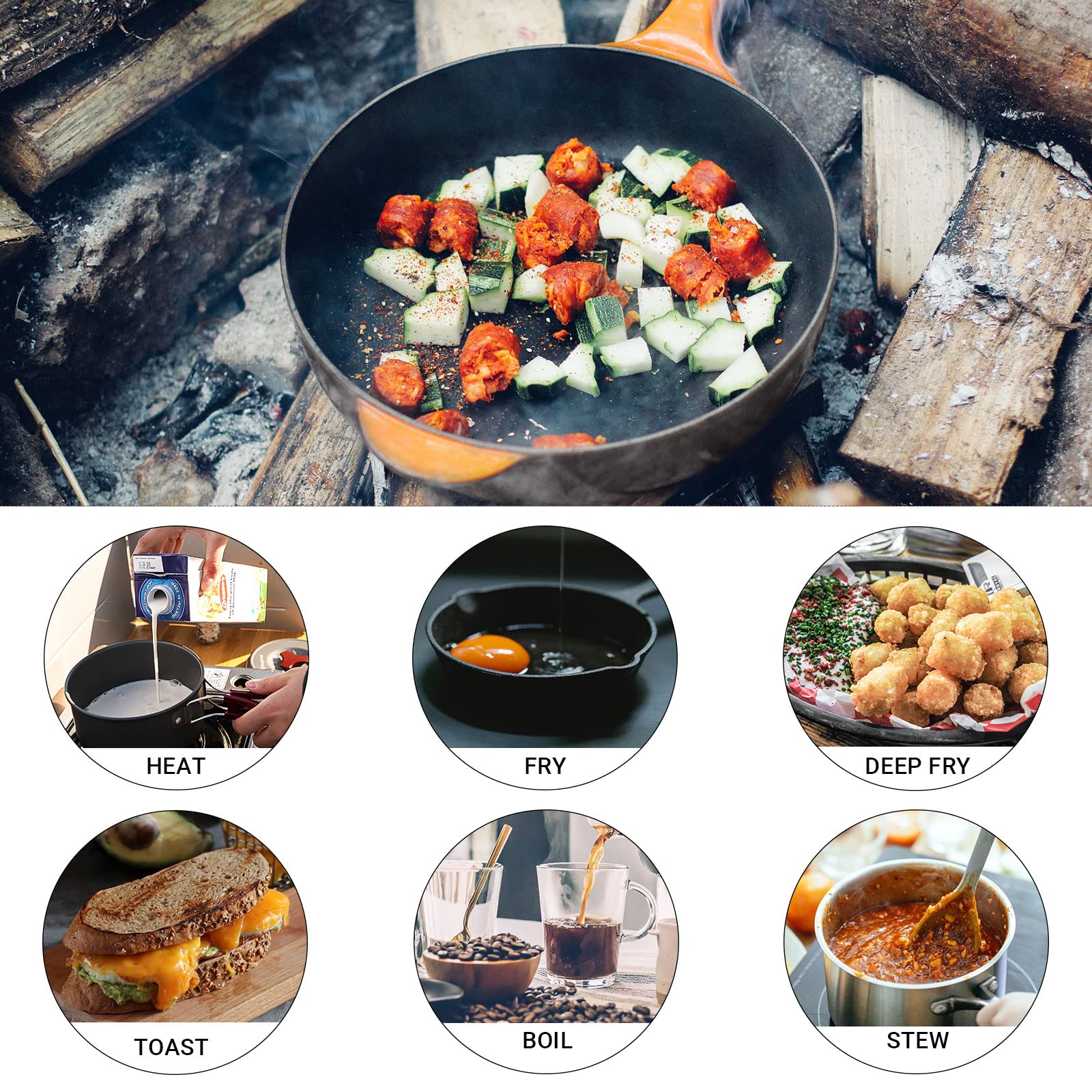 Bulin Camping Cookware, Portable Pots Kettle and Pans Set, 13 PCS for 3-4