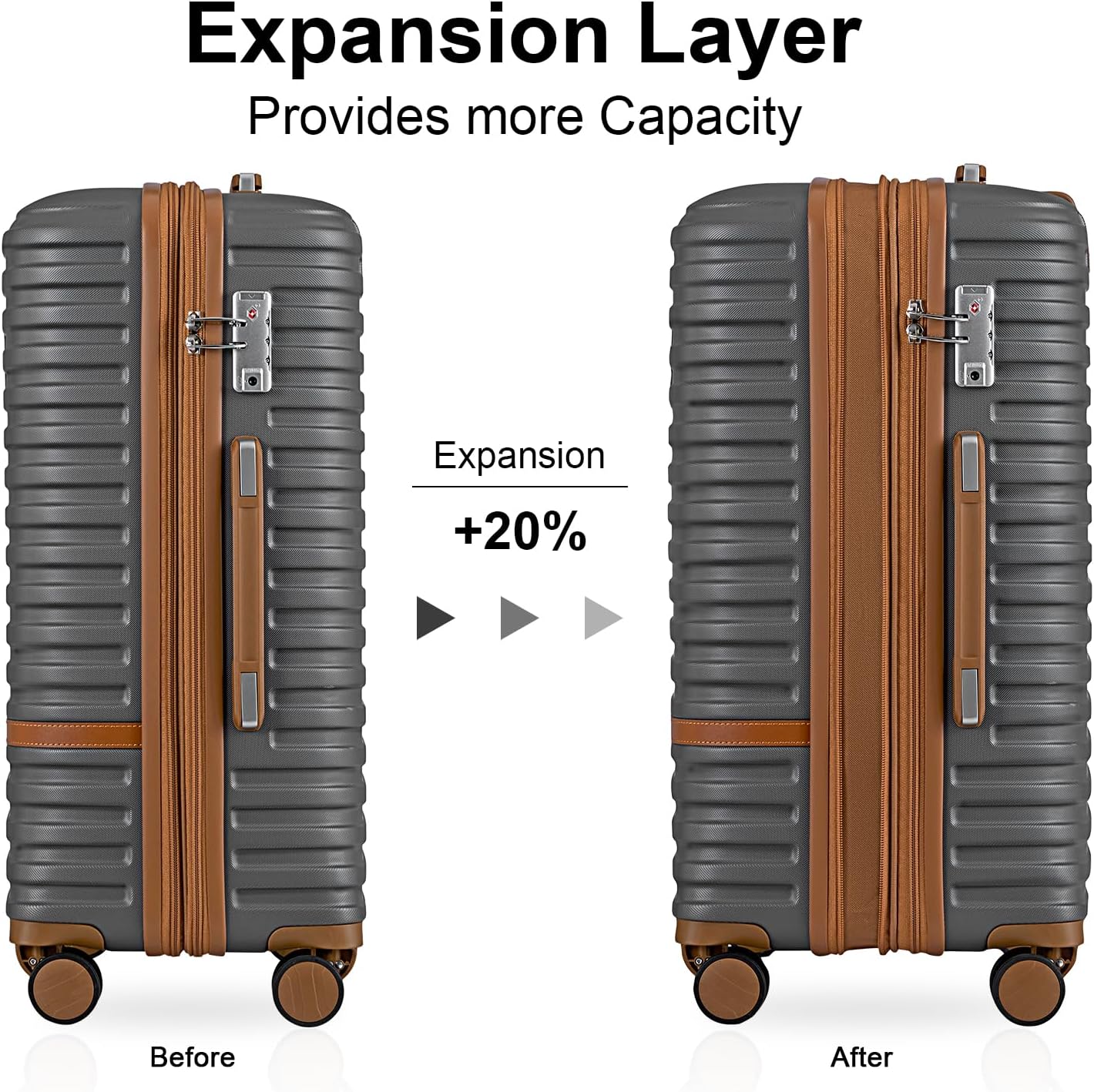 Joyway Luggage Set 7 Piece Suitcase Sets with Spinner Wheel,Hardside Expandable Travel Laggage with TSA Lock(18/20/24/28 Grey)