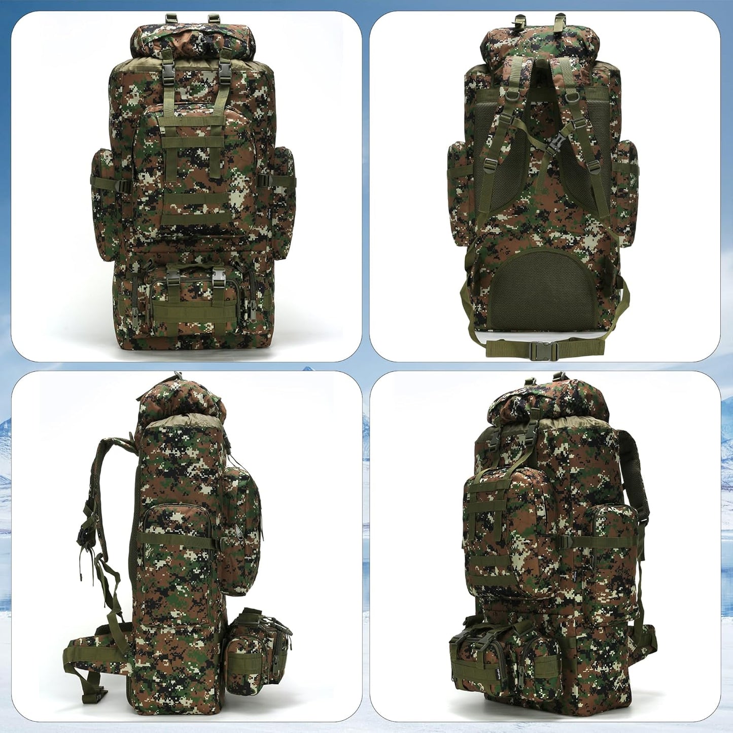 King'sGuard 100L Camping Hiking Backpack Molle Rucksack Military Camping Backpacking Daypack