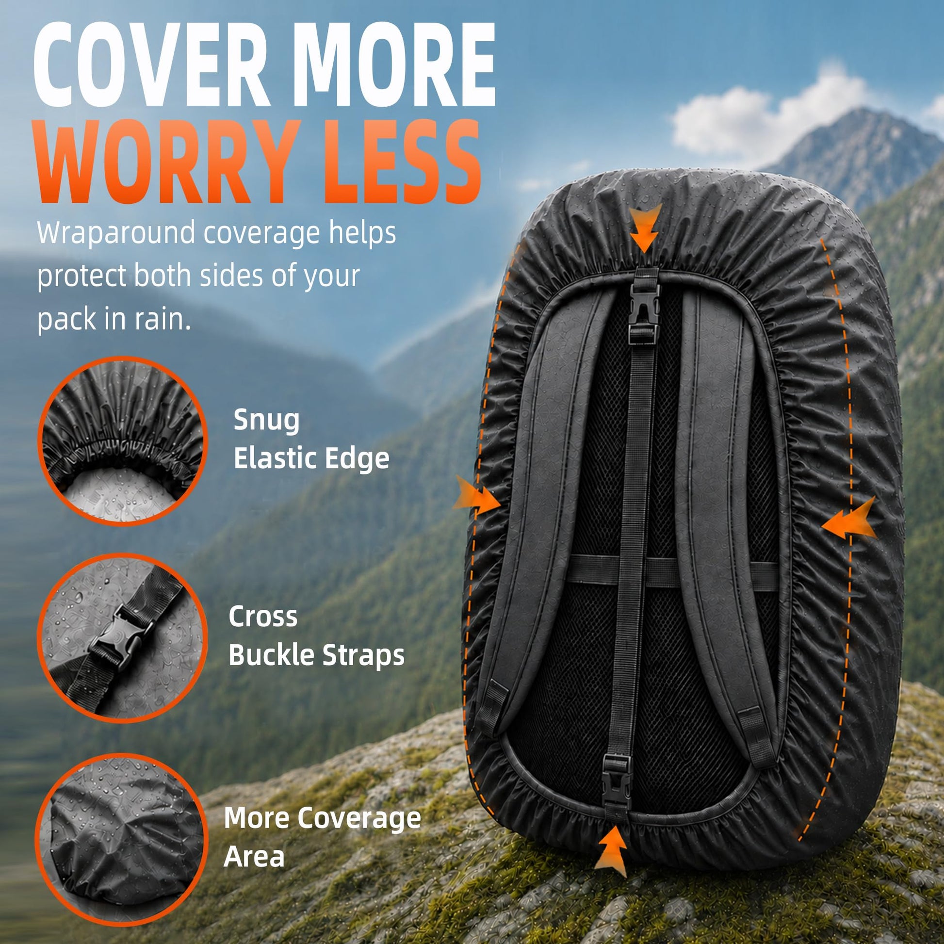 Frelaxy Waterproof Backpack Rain Cover, Pack Covers for Hiking, Travel