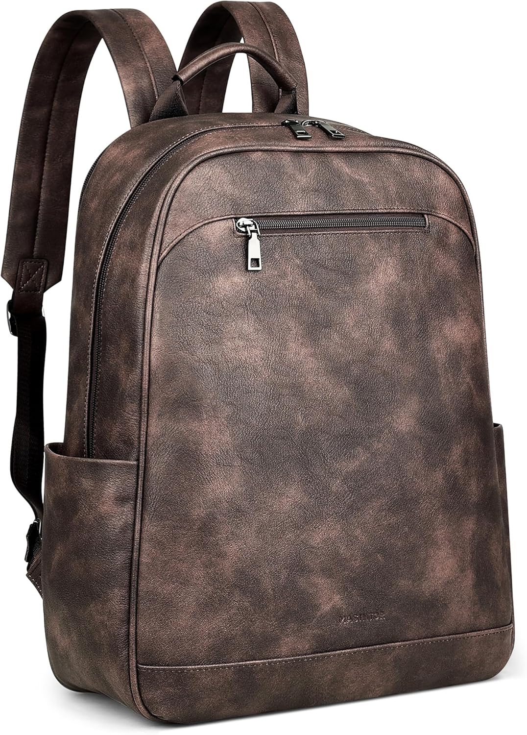 MASINTOR 15.6 inch Leather Laptop Backpack Purse for Women, Designer Travel and Work Bag with Laptop Compartment Retro Coffee
