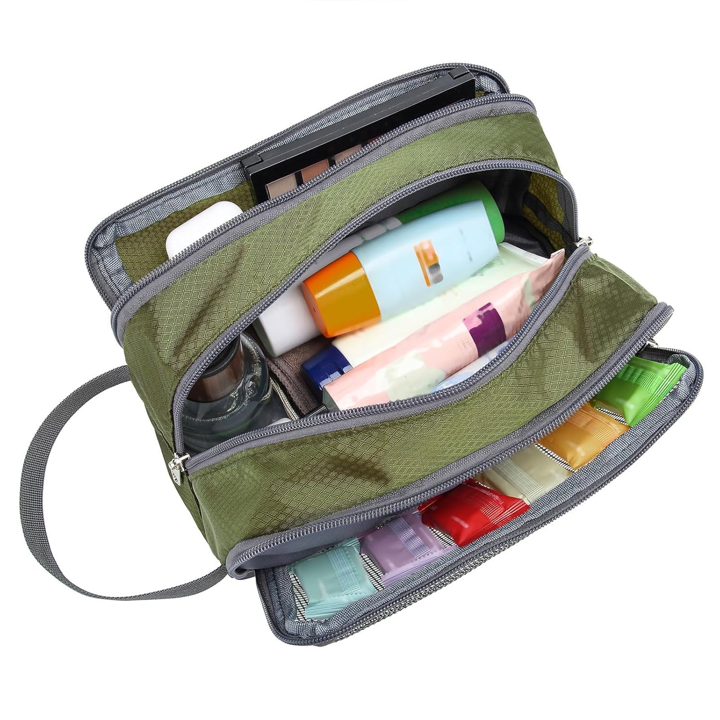 Yeiotsy Boys Toiletry Bag - Kids Travel Dopp Kit with Mesh Pockets, Compact Organizer for Gym, Camping, Hiking (Army Green)