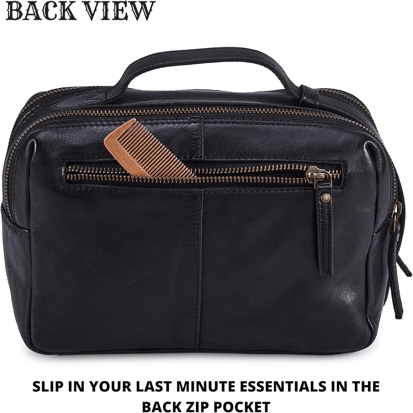 Real Leather Toiletry Bag Dopp Kit for Men Women Travel Shaving Pouch Organiser Double Compartment Cosmetic