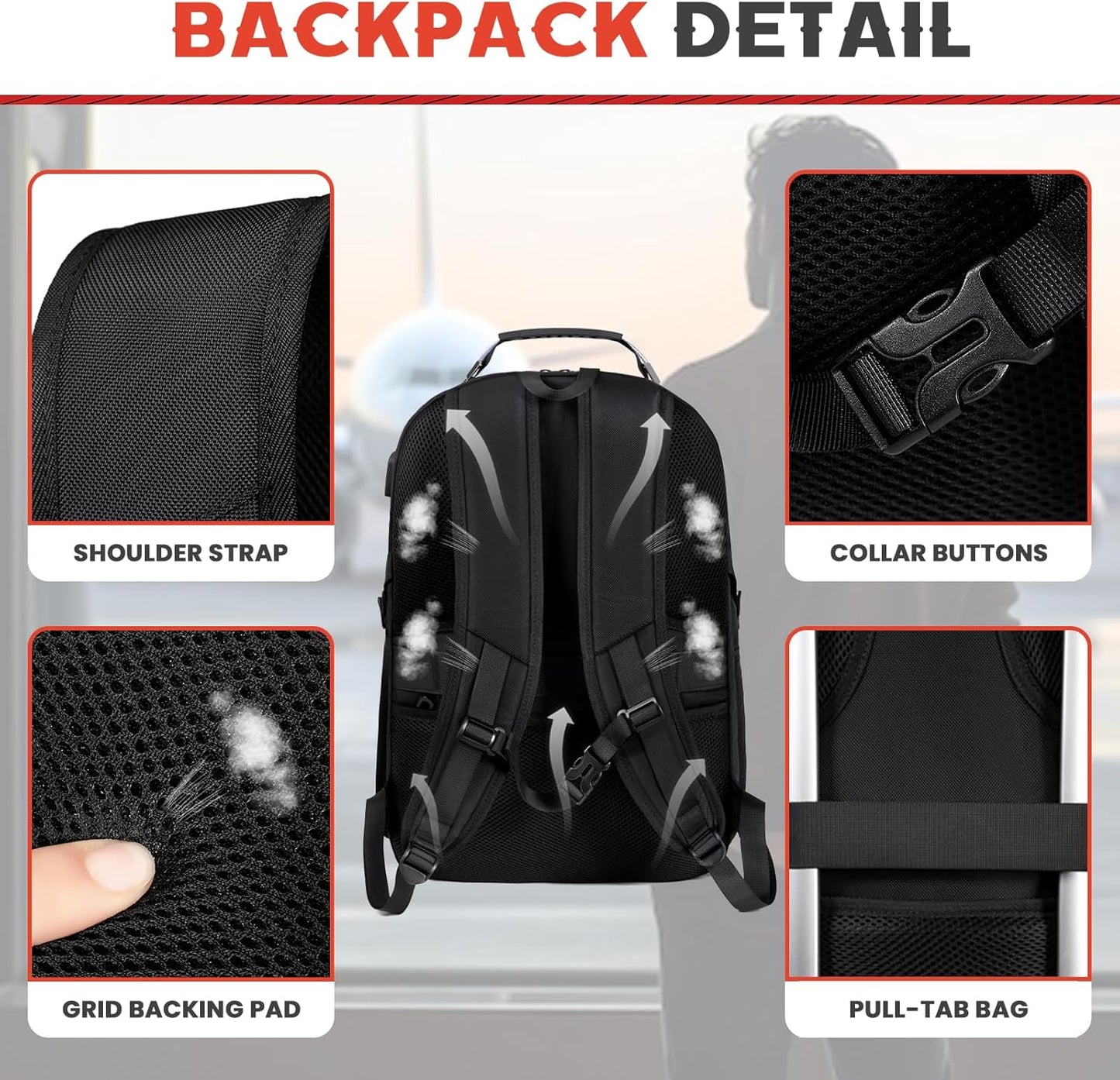 Extra Large Travel Laptop Backpack,18.4 inch XXXL Gaming Backpack, TSA Friendly College Daypack Big Capacity Heavy Duty Business Suitcase Daypack Bag USB Port for Men/Women-Black