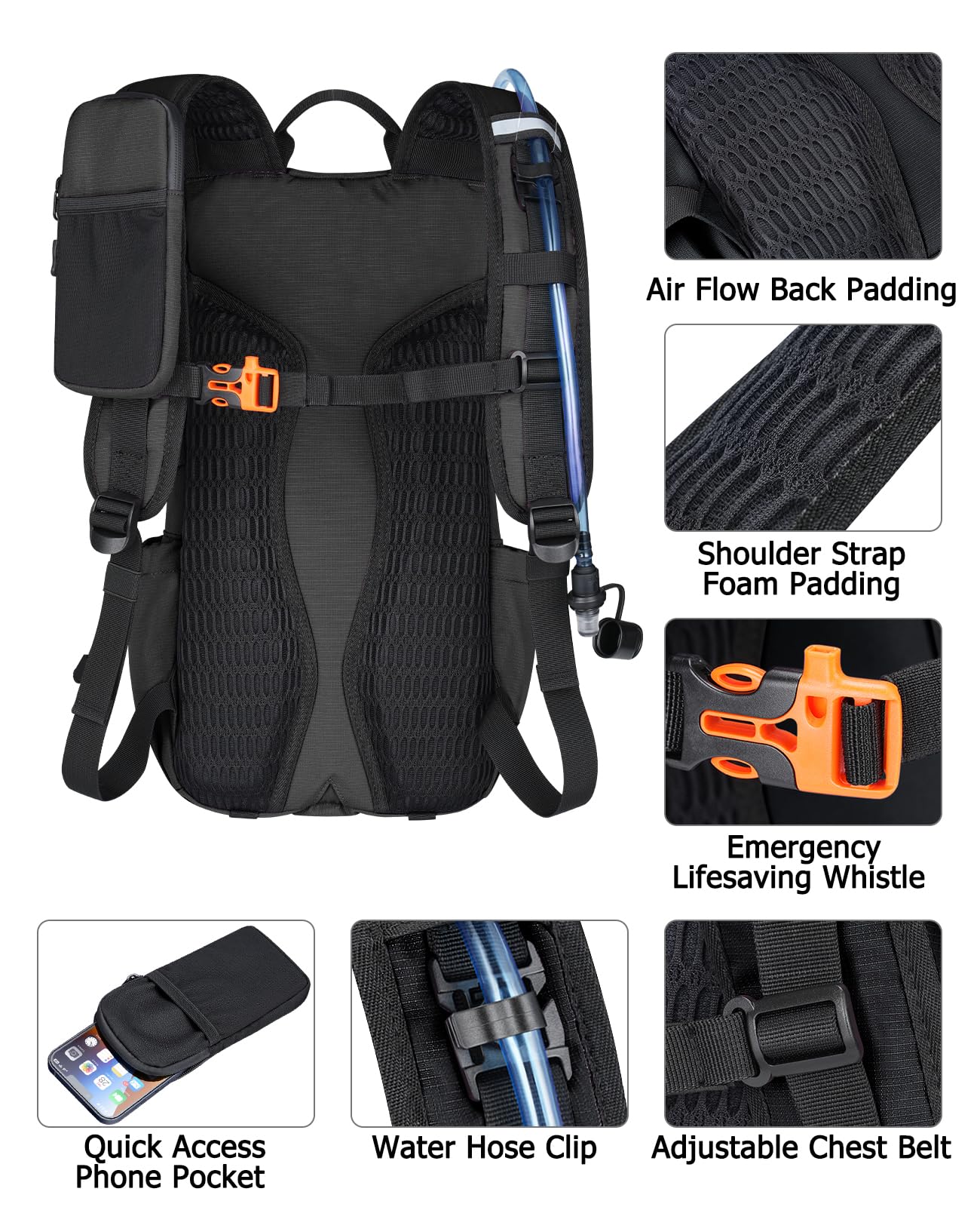 NOOLA Hydration Hiking Backpack with 3L Water Bladder - 22L Water Backpack for Cycling, Running