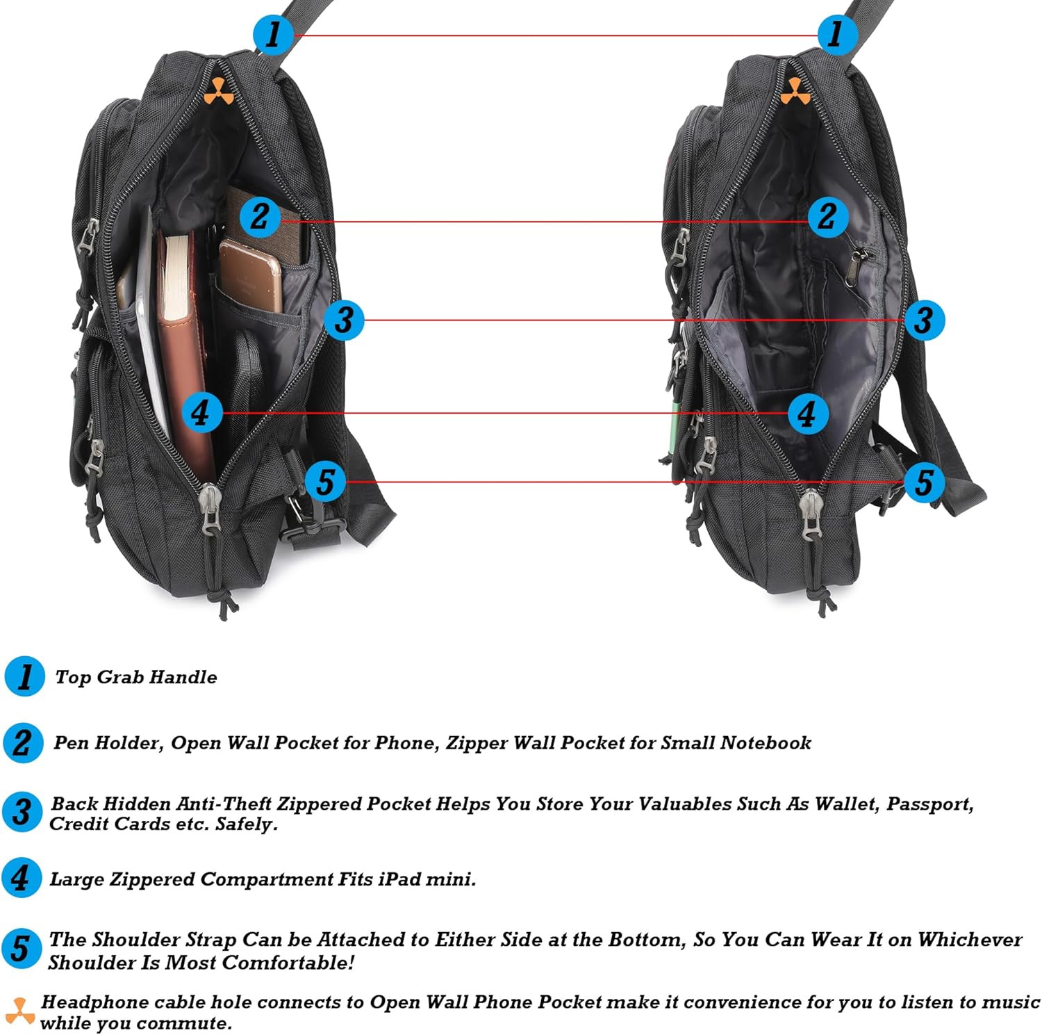 NICGID Sling Backpacks, Sling Chest Bag Shoulder Crossbody Bags for Men Women Outdoor Travel