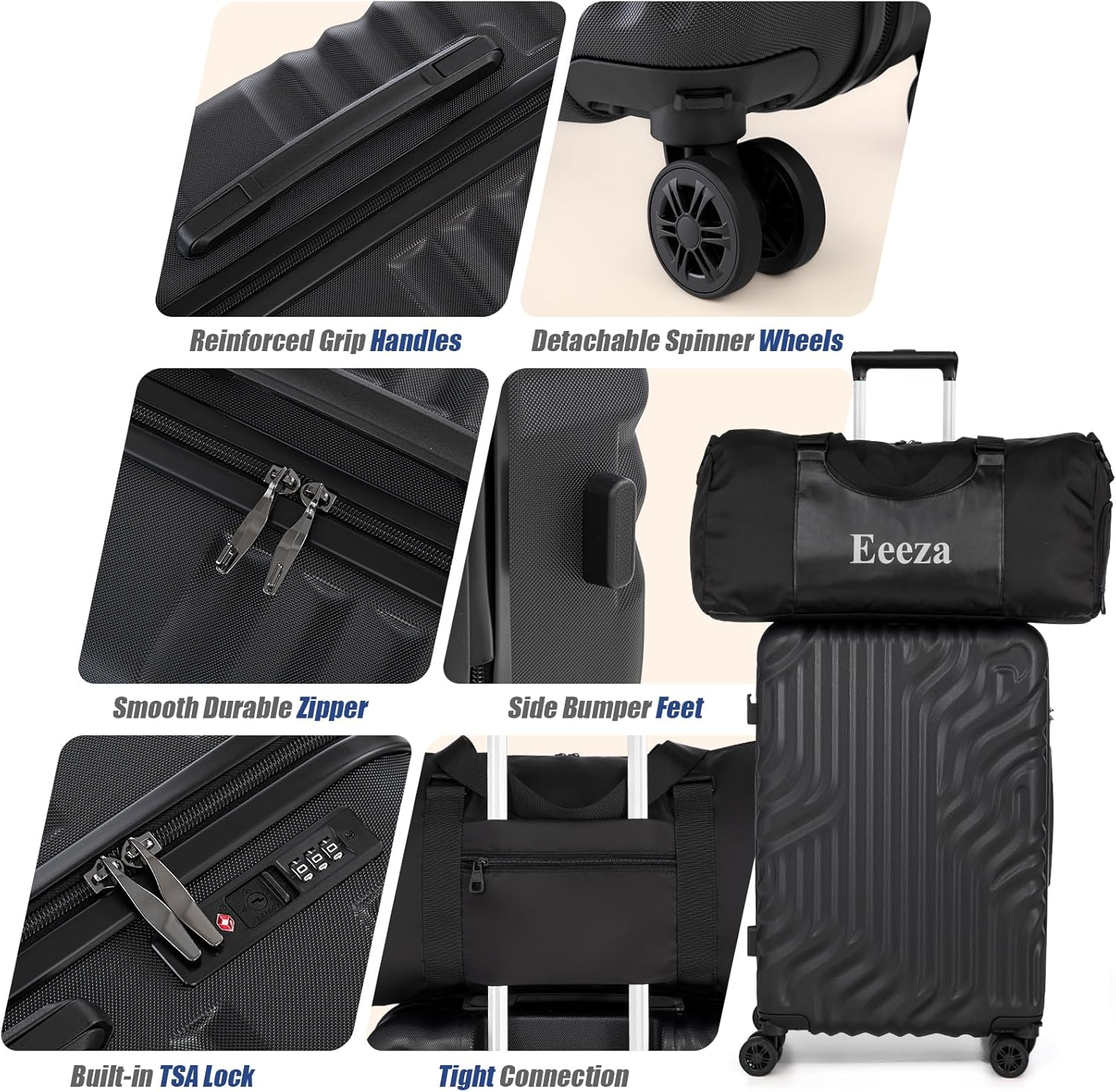 Suitcase Set 3 Piece 20-inch Carry on Luggage with Wheels ABS Hard Shell Lightweight and TSA Lock