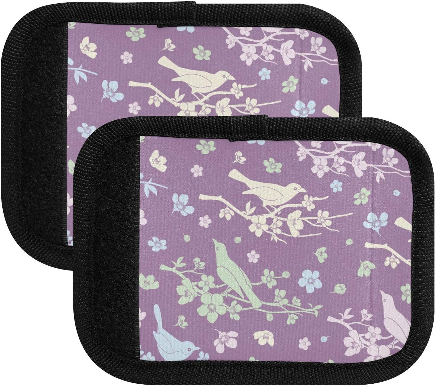 Flowers Birds Blossom Branch 2 Pack Luggage Handle Wraps Covers for Suitcase Identifiers Bag Tags Travel Accessories