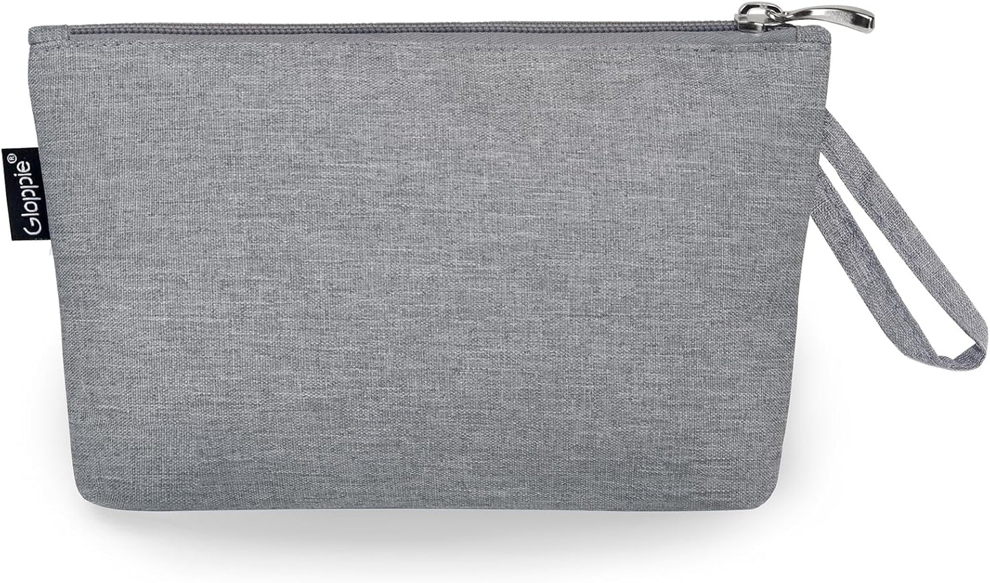 Gloppie Makeup Bag for Purse Travel Cosmetic Bag for Women Small Zipper Makeup Pouch Grey