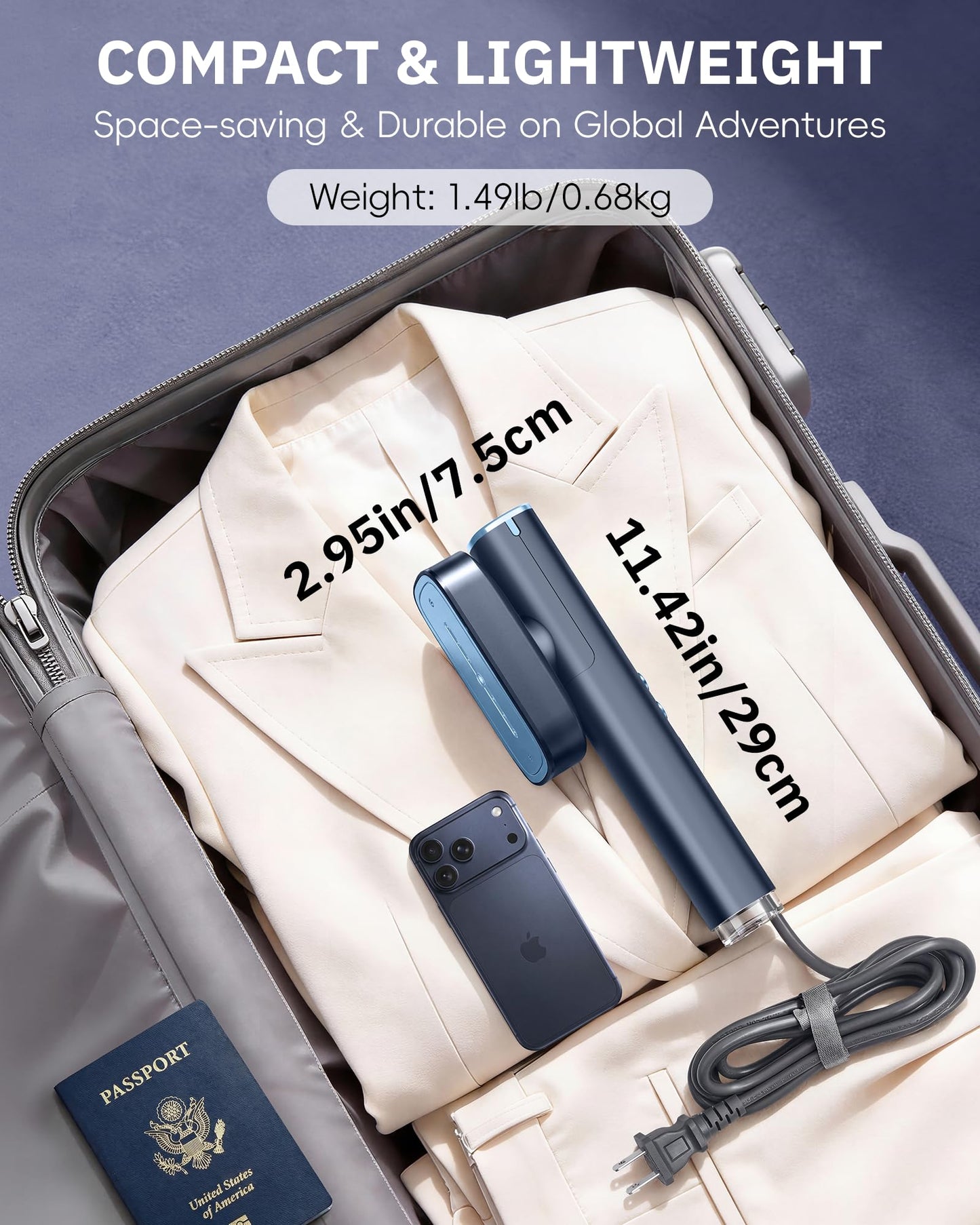 OGHom Steamer for Clothes, 110-240V Travel Steamer & Iron 2 in 1, 1000W Powerful Steam, Portable