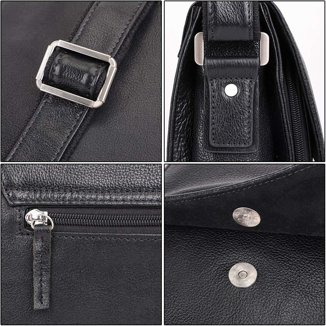 Augus Leather Messenger Crossbody Shoulder Bag for Men Work Business Casual Adjustable straps With YKK Metal Zipper