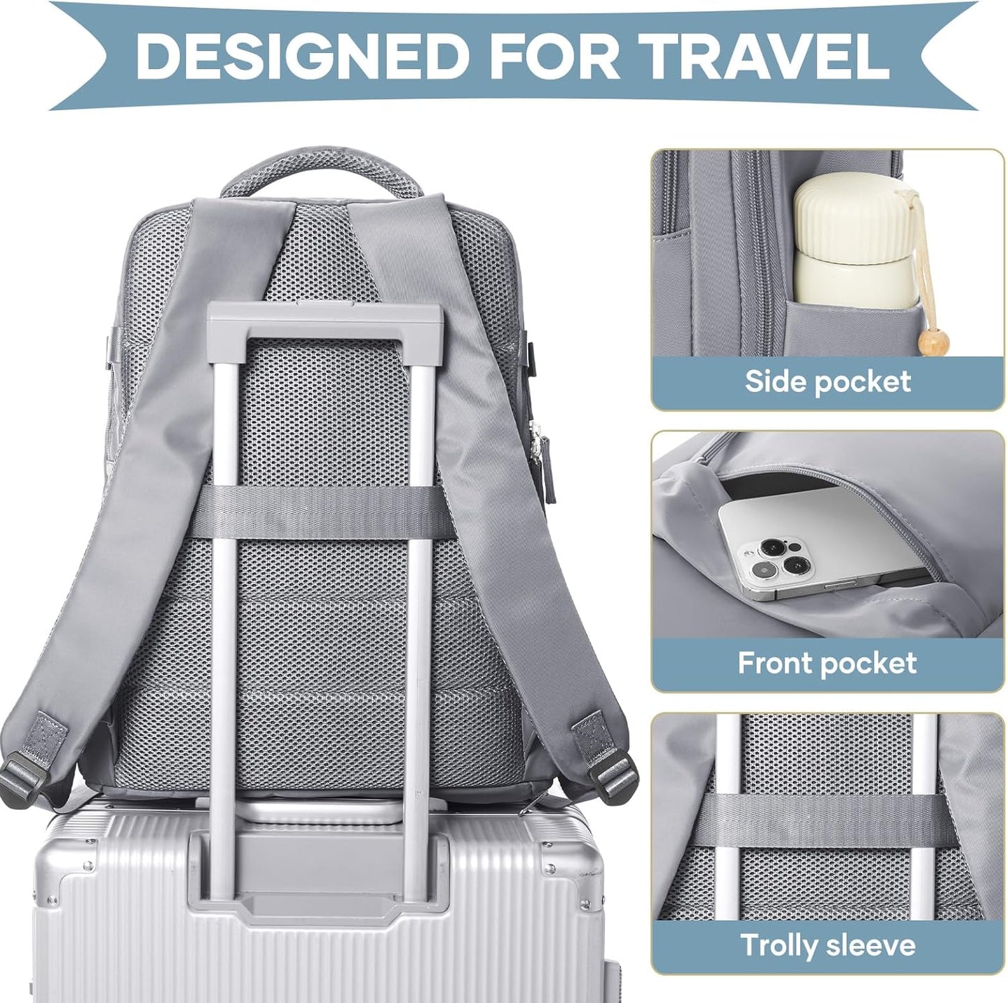 WONHOX Large Travel Backpack Carry on Flight Approved Laptop Work Business Backpack for Women Men Mochila de Viaje