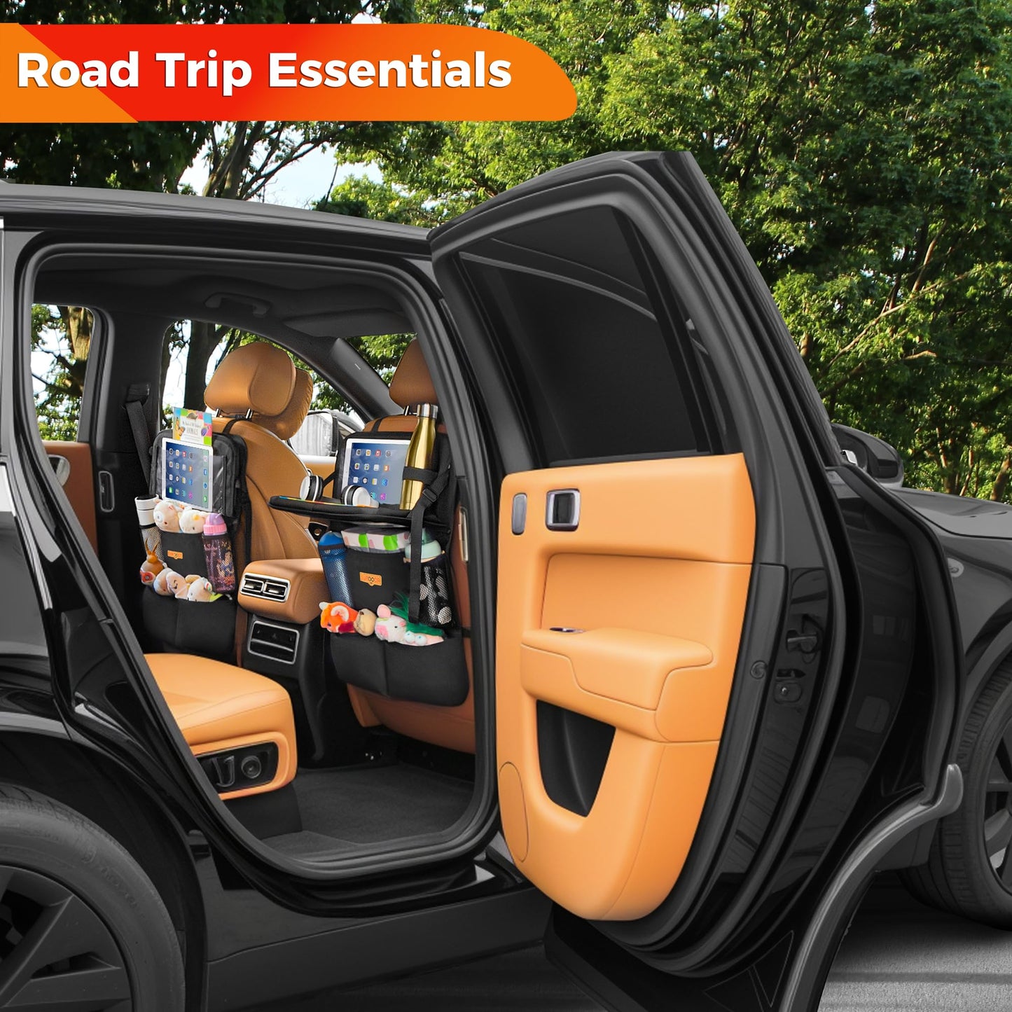 SURDOCA Backseat Car Organizer with Foldable Tray for Kids & Adults – NEW MODEL Seat Storage with