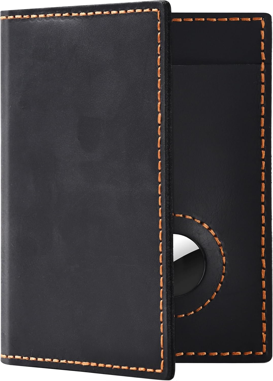 Passport Holder for Travel, Airtag Genuine Leather Passport Holder, Passport Cover Wallet Case for Women Men, Travel Essentials Gift, Black