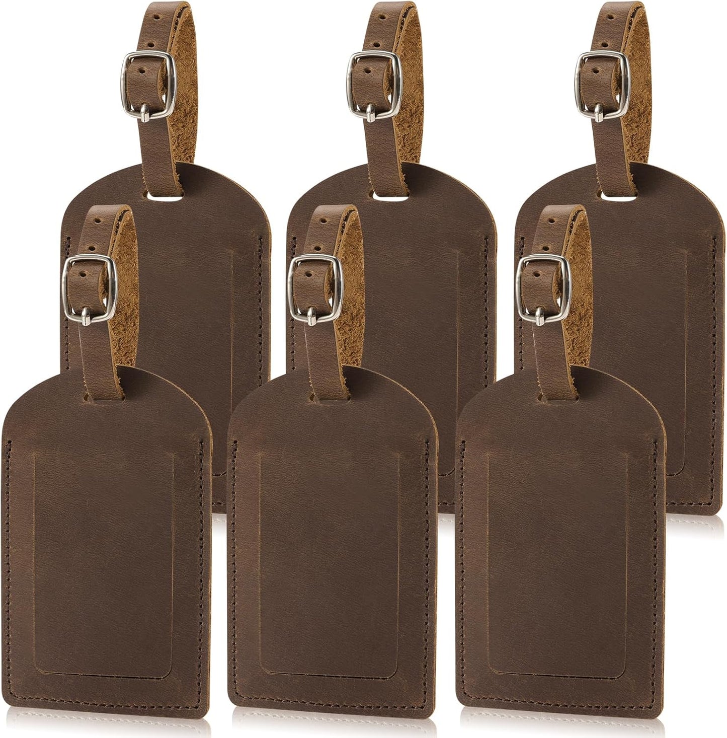 Ringsun Genuine Leather Luggage Tag for Suitcases ID Tags Bag Tags for Luggage (6 Pack)