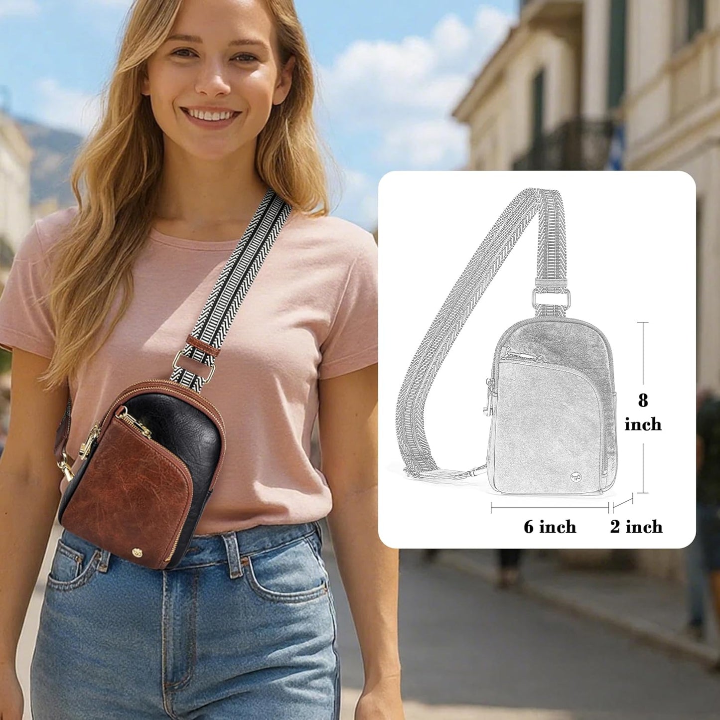 INICAT RFID Blocking Sling Bag Anti Theft Crossbody Bags for Women Travel Fanny Pack Cross Body for Woman Chest Bag