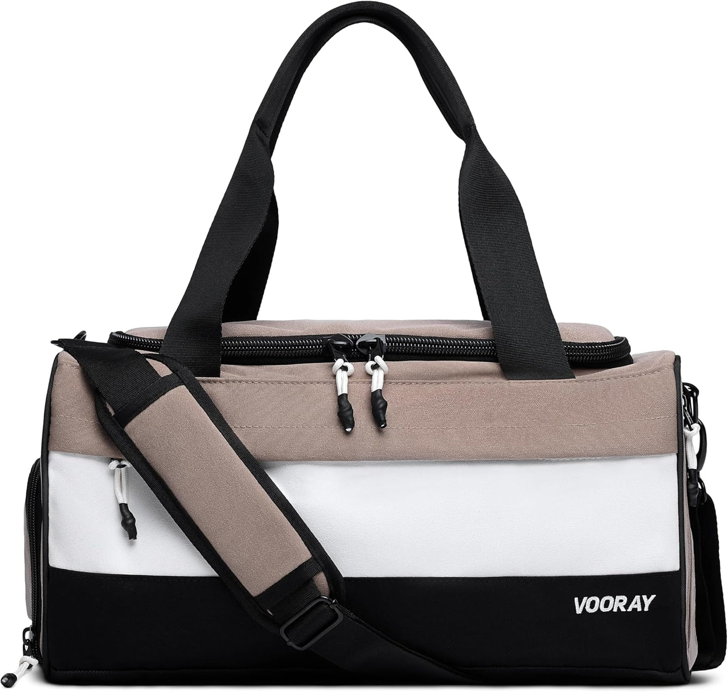 Vooray 22L Boost Duffel Bag – Small Travel & Sports Gym Bag for Women and Men with Shoe Pocket, Weekender for Overnight Football, Travel, Hospital Stays or Workout, Neutral Color Block