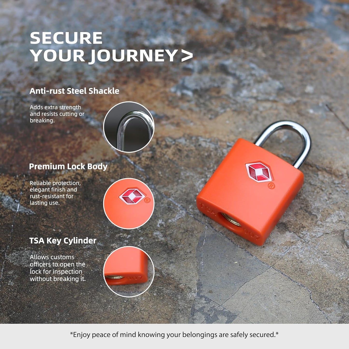 Luggage Locks TSA Approved Travel Essentials, Small Padlock with Key, TSA Locks for Luggage