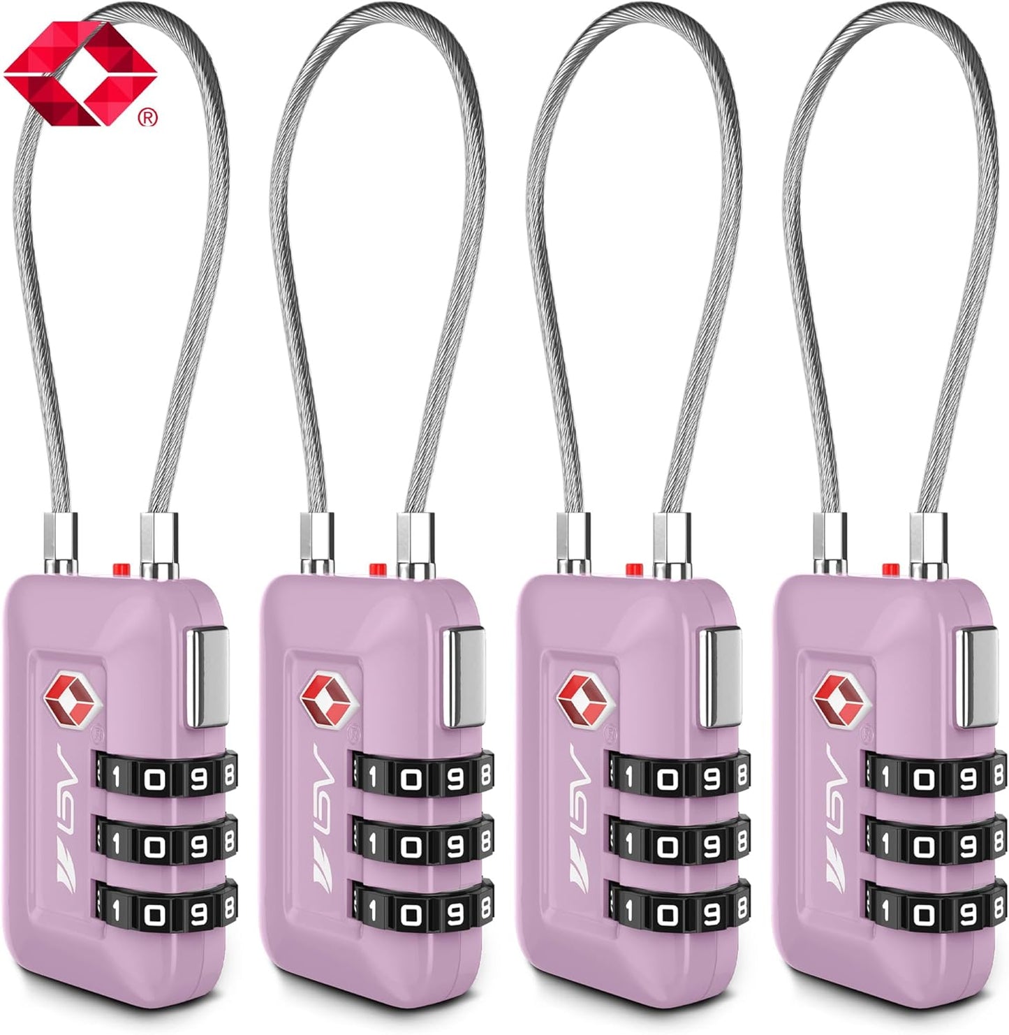 TSA Accepted Luggage Travel Lock, Set-Your-Own Combination Lock for School Gym Locker, Luggage Suitcase Baggage Locks, Filing Cabinets, Toolbox, Case (Purple, 4 Pack)