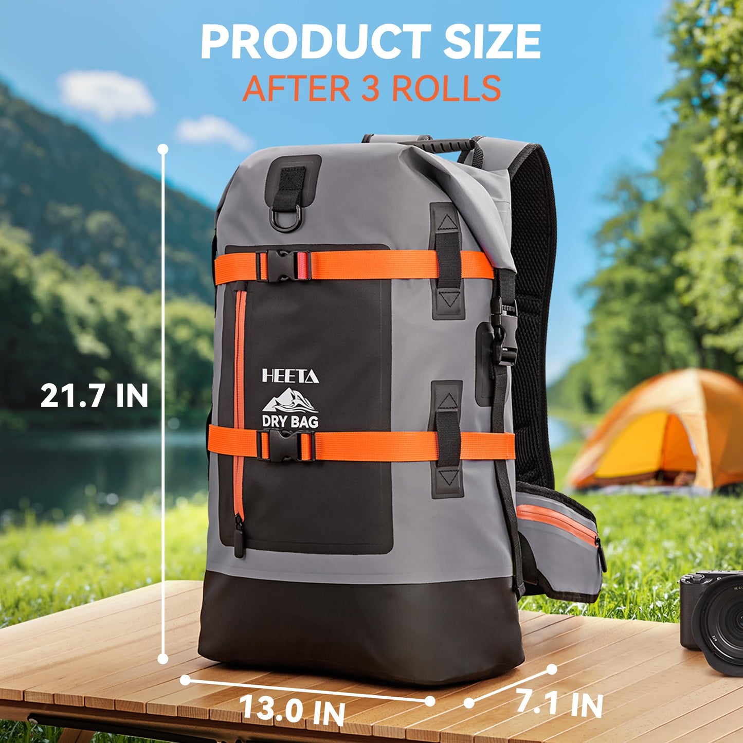 HEETA Dry Bags Waterproof Backpack 40L for Men & Women, Roll Top Heavy Duty