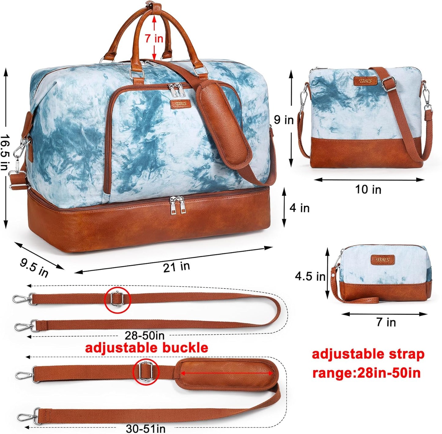 Travel Weekender Bag for Women, Overnight Bag with Shoe Compartment Oversized Travel Duffel Bag Carry On Tote 21"