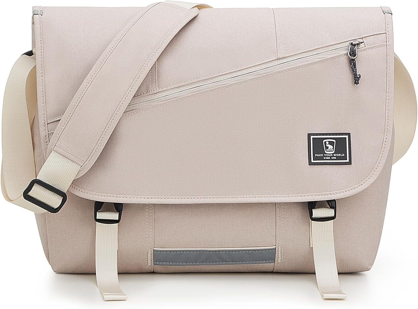 OIWAS Messenger Bag for Men, 15.6 Inch Laptop Crossbody Bags Women Casual Satchel Shoulder Bag College Travel Office Briefcase (15.6 Inch, White)