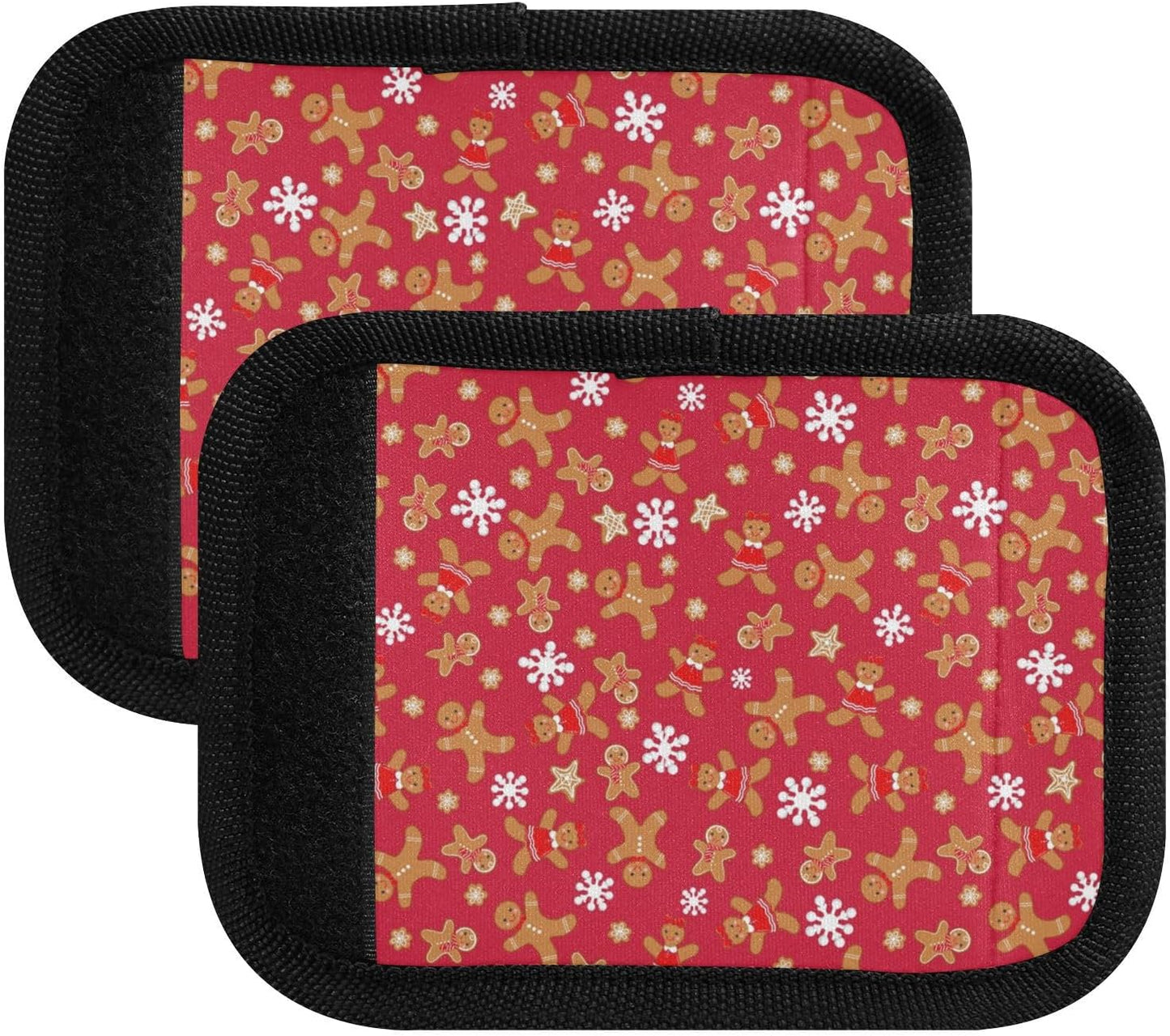 Christmas Cookies Gingerbread 2 Pack Luggage Handle Wrap for Suitcase Luggage Identifier Travel Tags Handle Protection Sleeve Cover