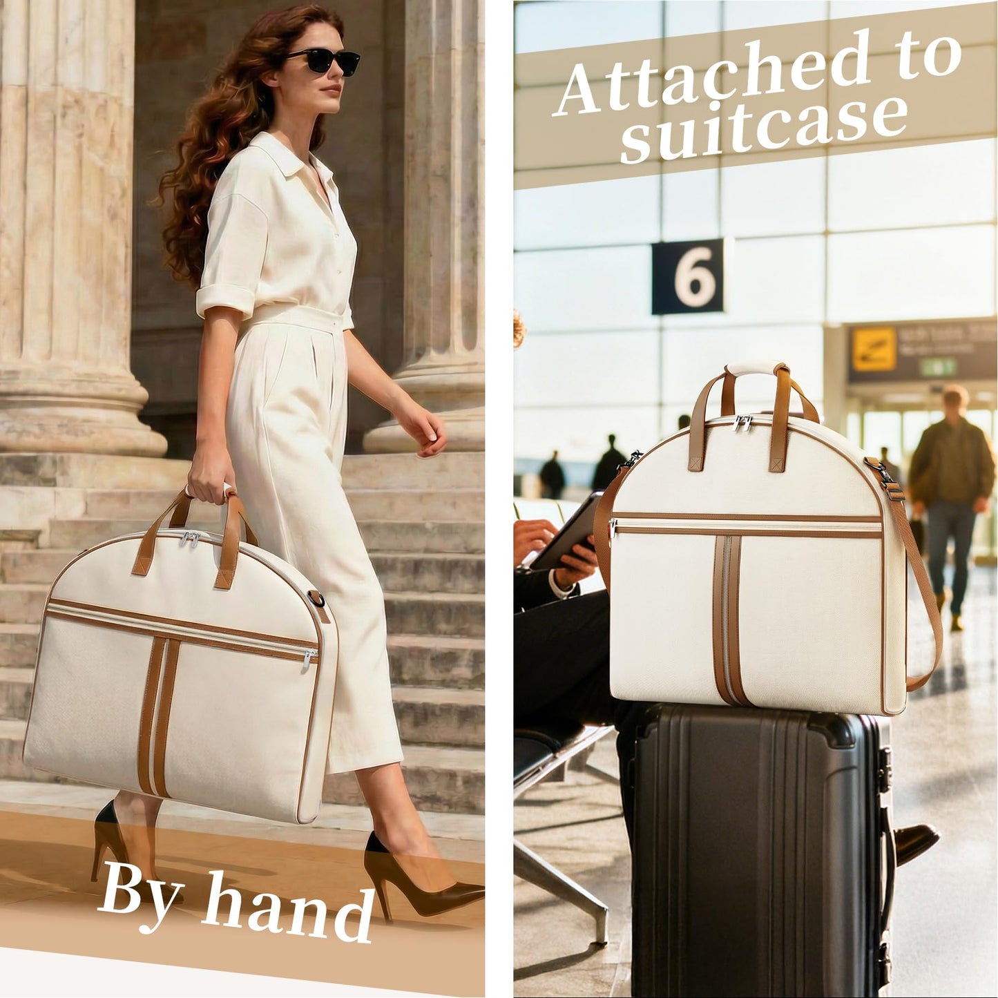 MISSLO Carry on Garment Bags for Travel for Women 56" Foldable Dress Bag with Large Pockets Bag
