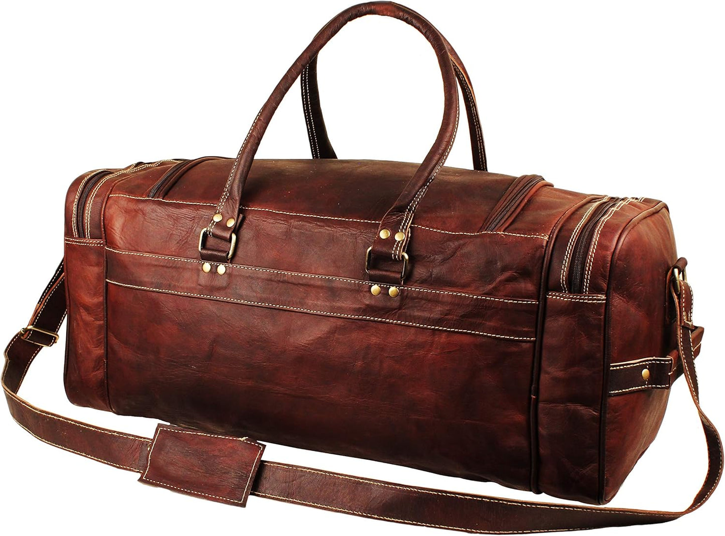 Men’s Gym Sports Overnight Weekender Bag Leather Travel Bags For Men Vintage Leather Duffle Bag