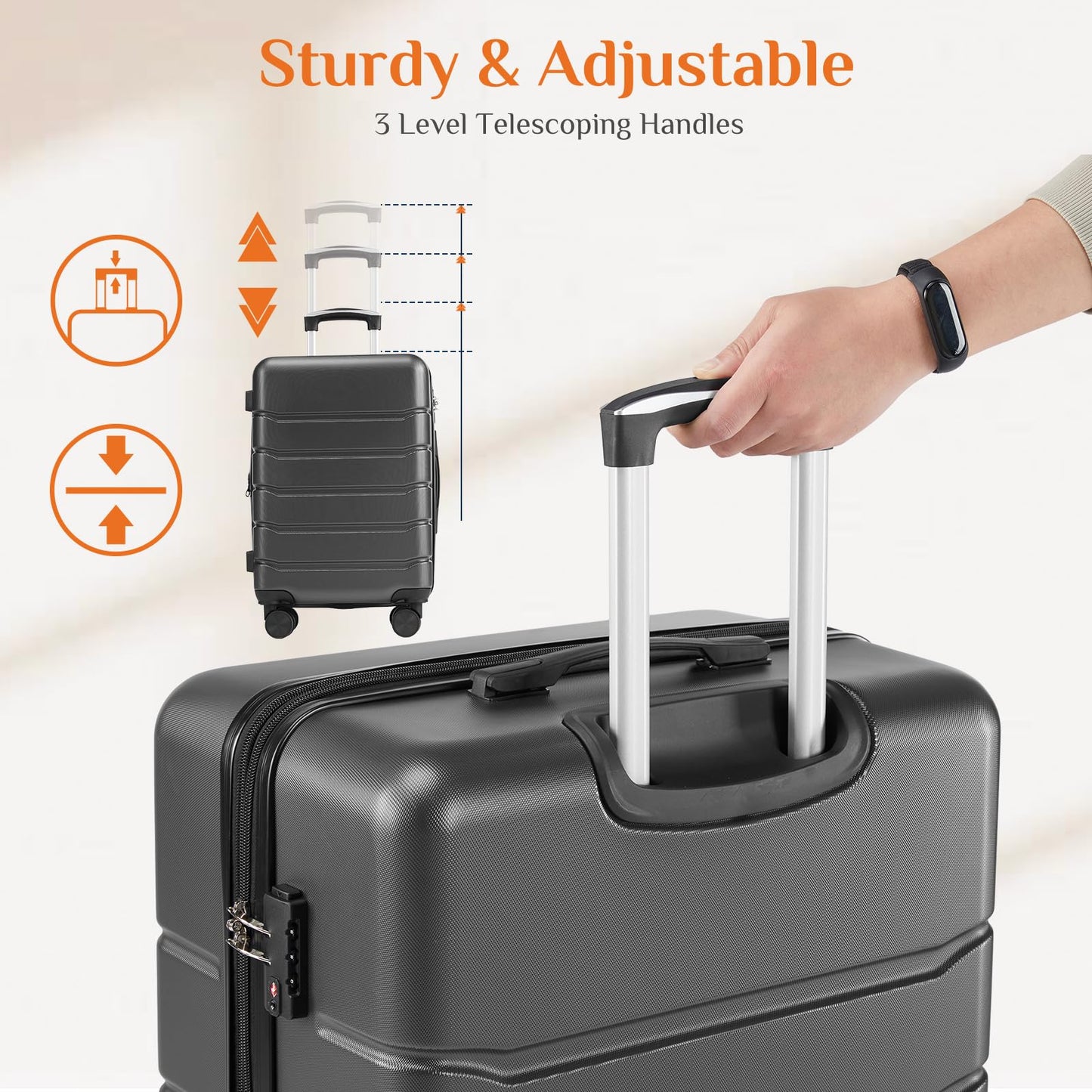 Sweetcrispy 21 Inch Carry On Luggage, Suitcase with Spinner Wheels