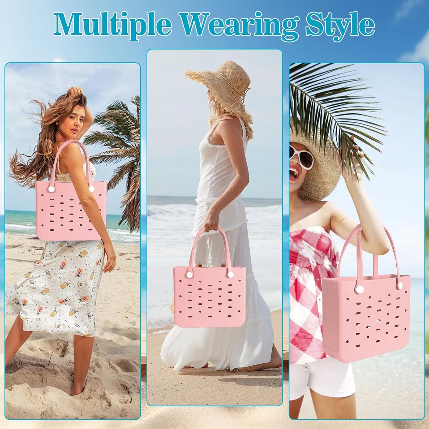 Medium Rubber Beach Bag for Men & Women, Large Capacity Rubber Travel Tote Bag for the Beach Boat Pool