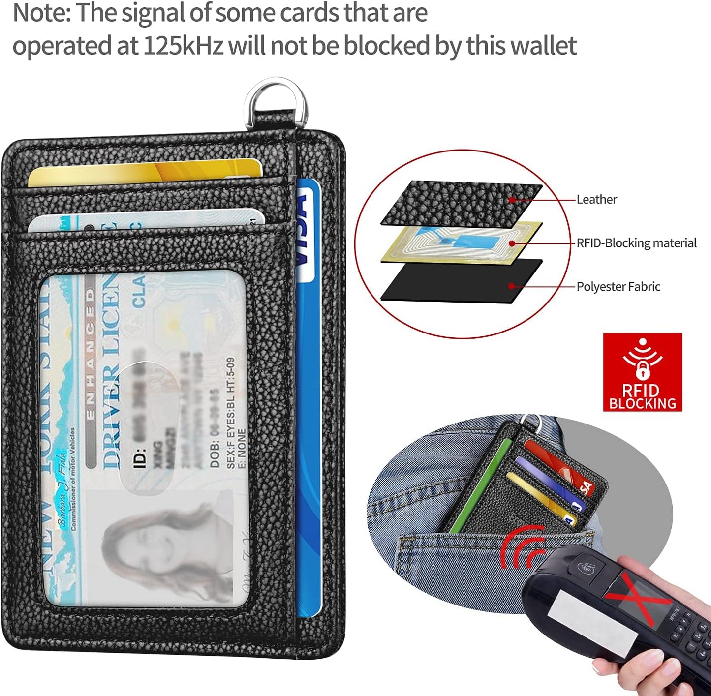 EcoVision Slim Minimalist Front Pocket Wallet, RFID Blocking Credit Card Holder Wallet with Detachable D-Shackle for Men Women